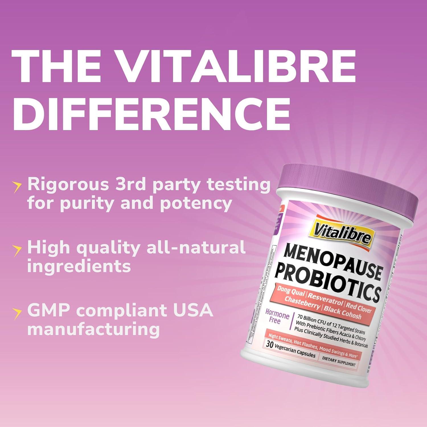 Probioticos Vitalibre para Menopausia 70 Mil Millones CFU 30 Ct