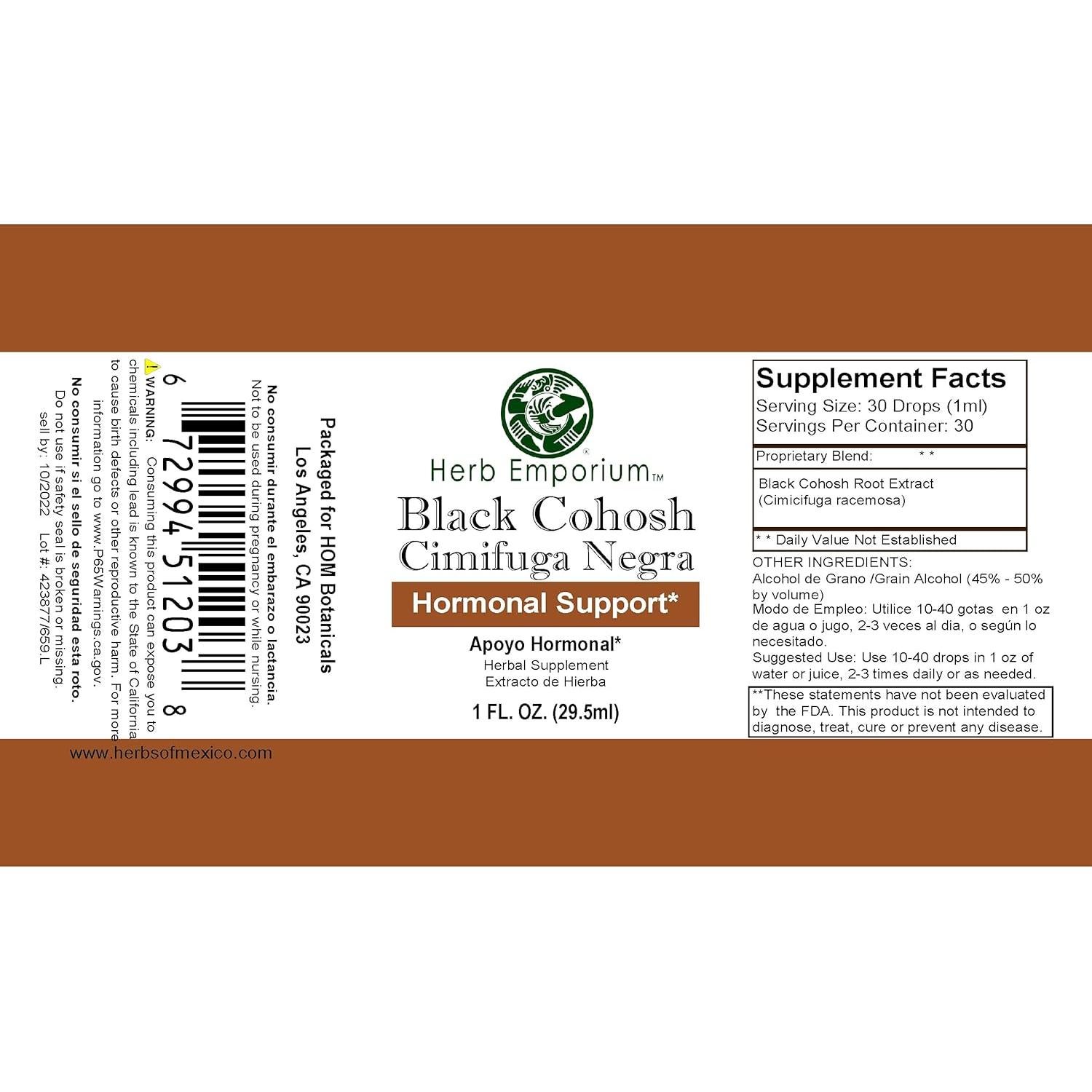 Extracto de Black Cohosh 29.5 ml - Suplemento Herbal Hormonal