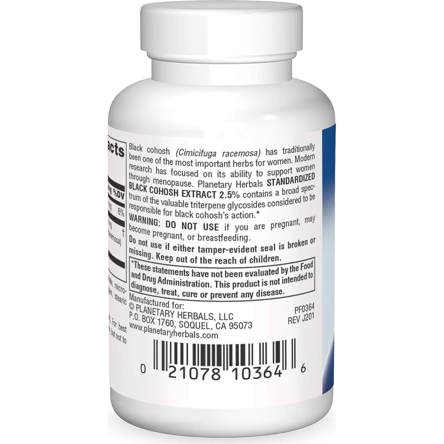 Extracto de Cohosh Negro 2.5% Planetary Herbals 45 tabletas