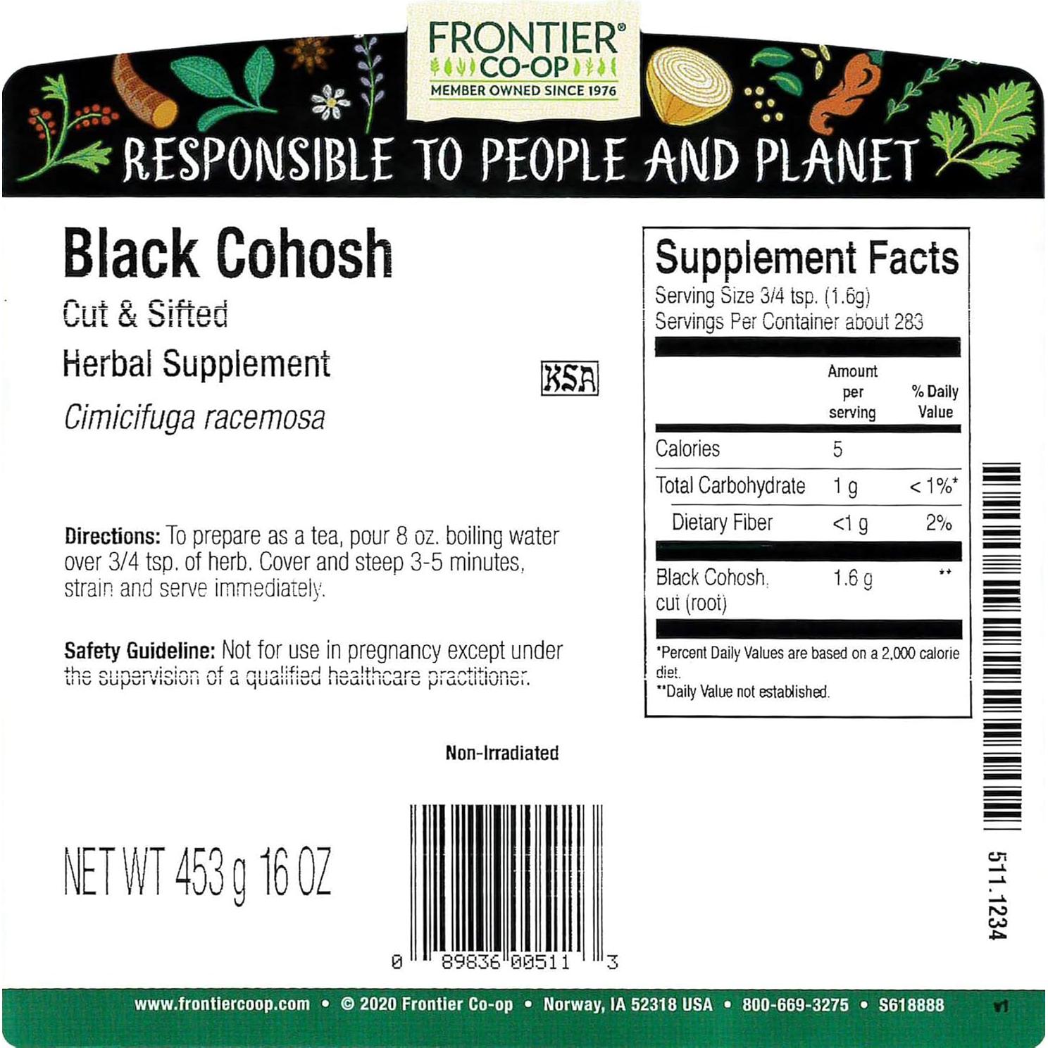 Raíz de Cohosh Negro Cortada y Tamizada Frontier Co-op 453g