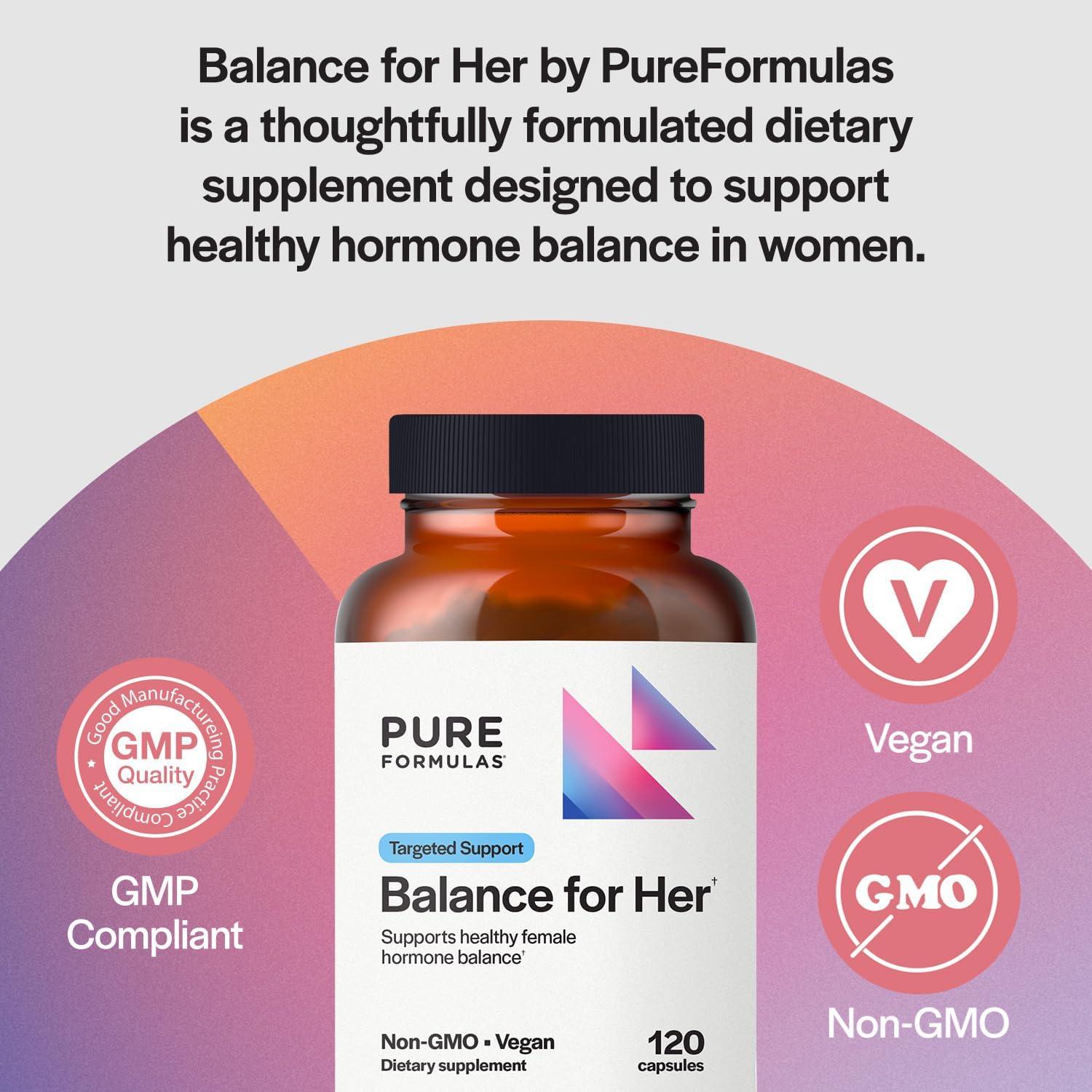 Suplemento Hormonal Femenino PureFormulas Balance for Her - 120 Cápsulas