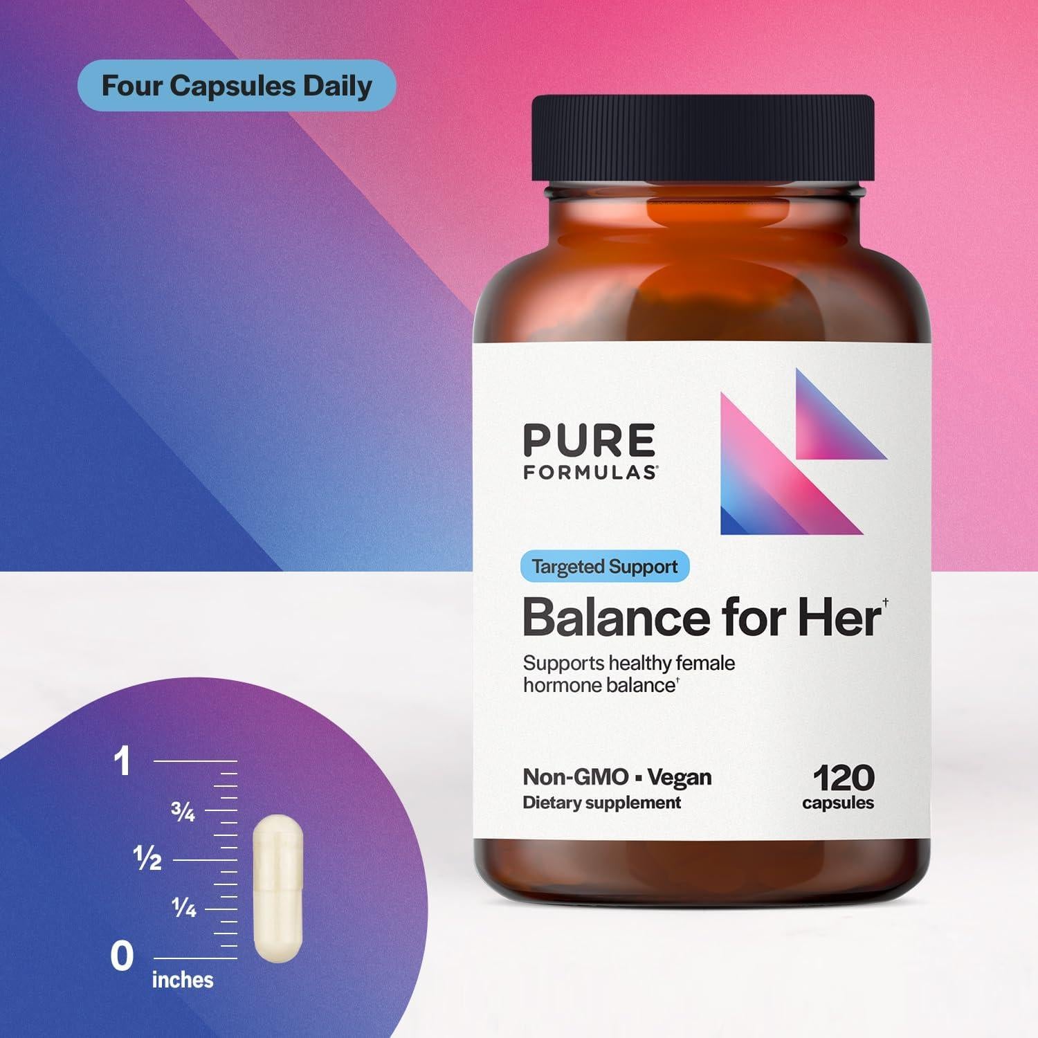Suplemento Hormonal Femenino PureFormulas Balance for Her - 120 Cápsulas