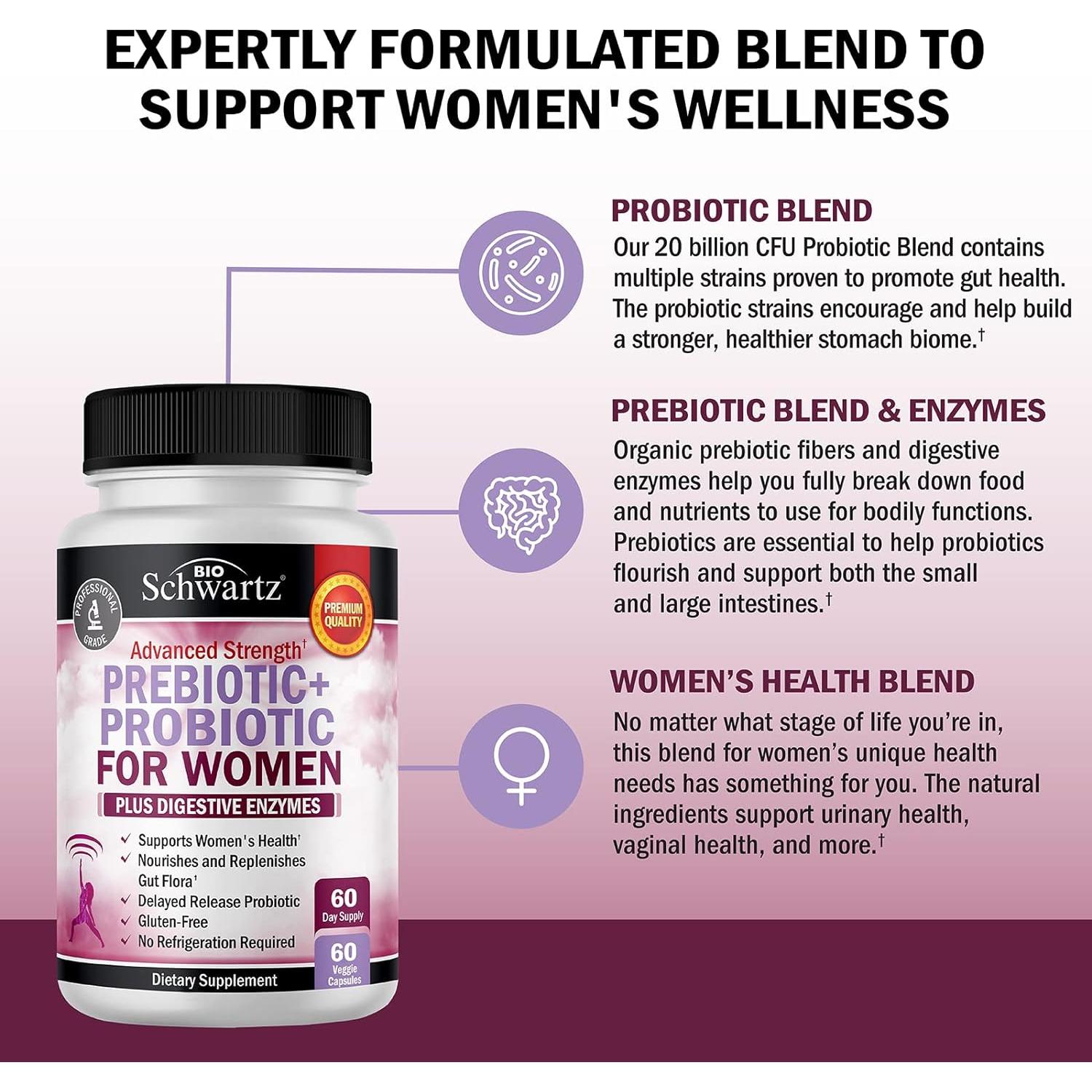 Prebióticos y Probióticos para Mujeres BioSchwartz 60 Cápsulas