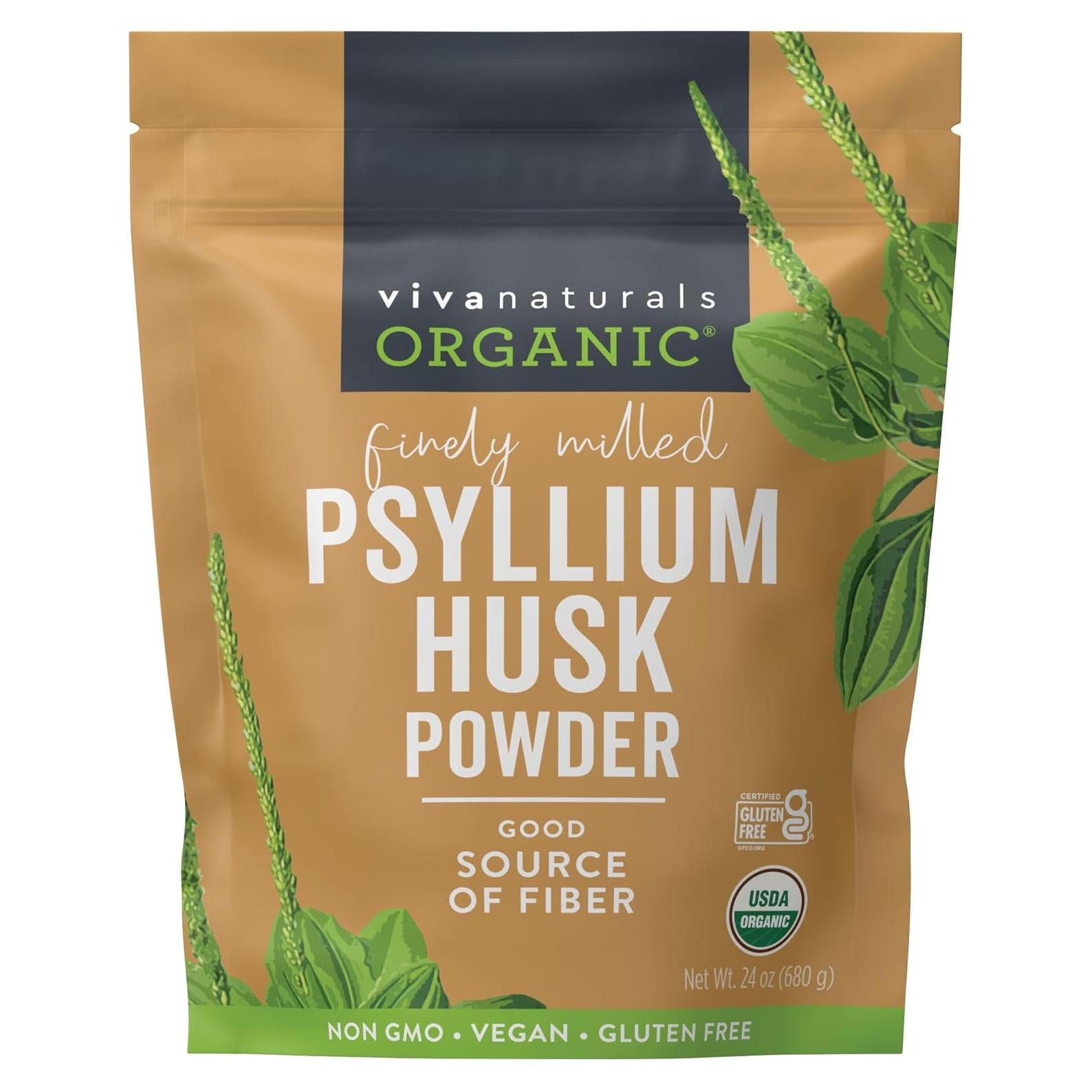 Polvo de Cáscara de Psyllium Orgánico Viva Naturals 680g