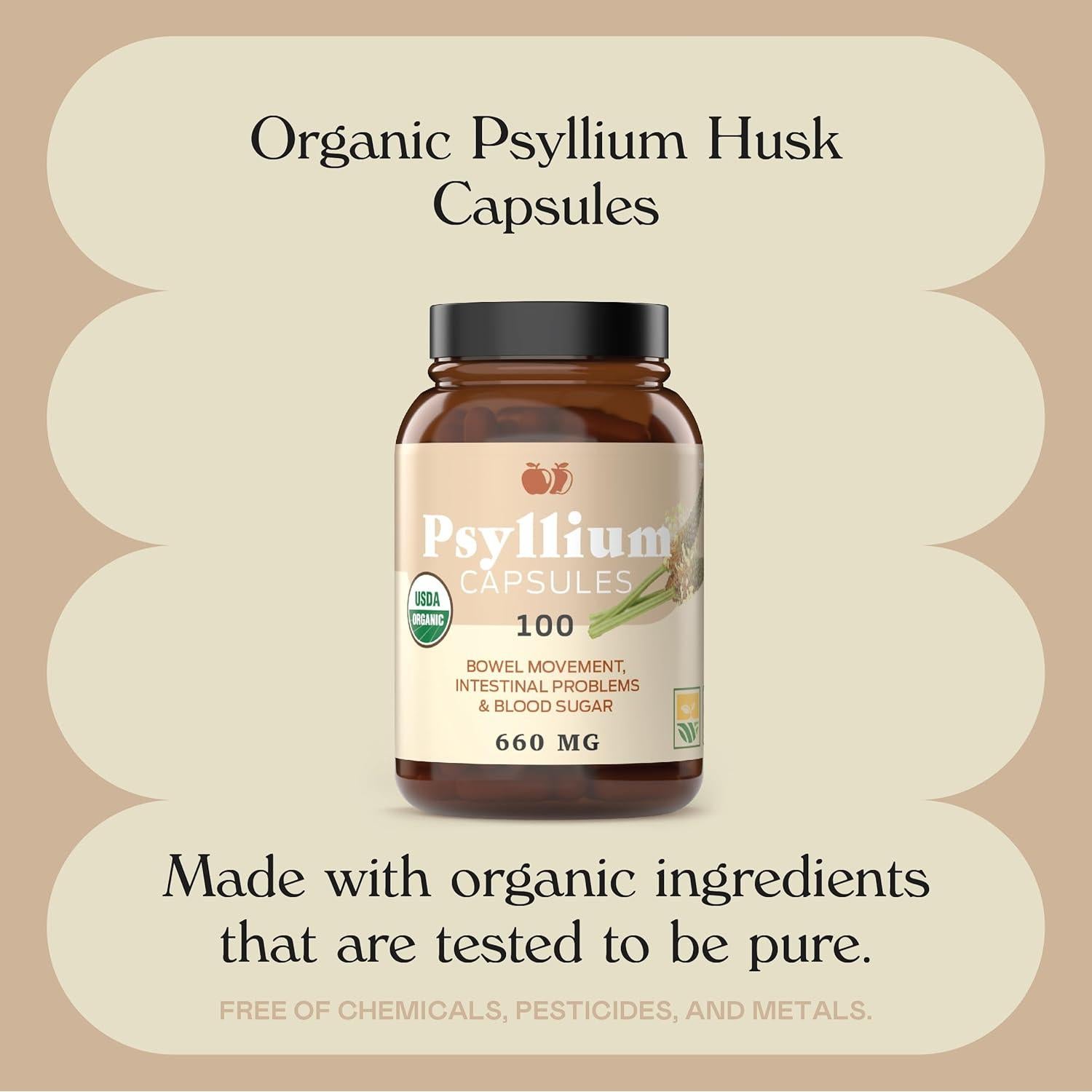 Cápsulas de Psyllium Natural Puro 660mg - Fibra Digestiva