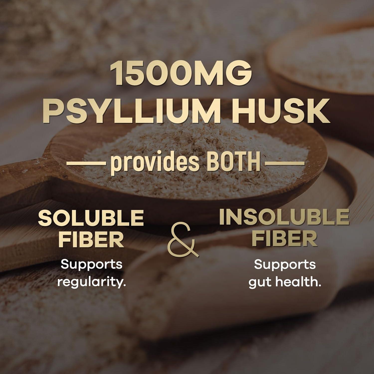 Cápsulas de fibra de psyllium 1500mg Health Nutrition - 120 unidades