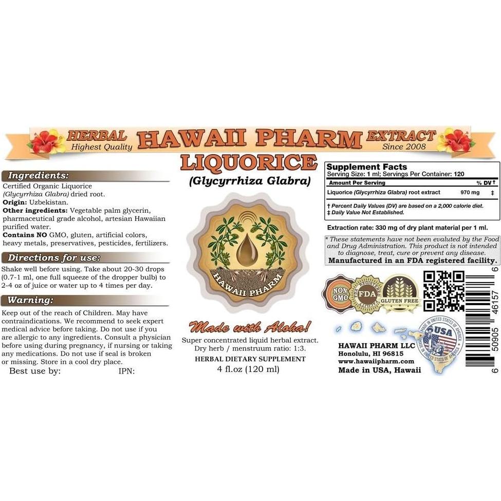 Extracto Líquido de Regaliz Orgánico HawaiiPharm 118 ml