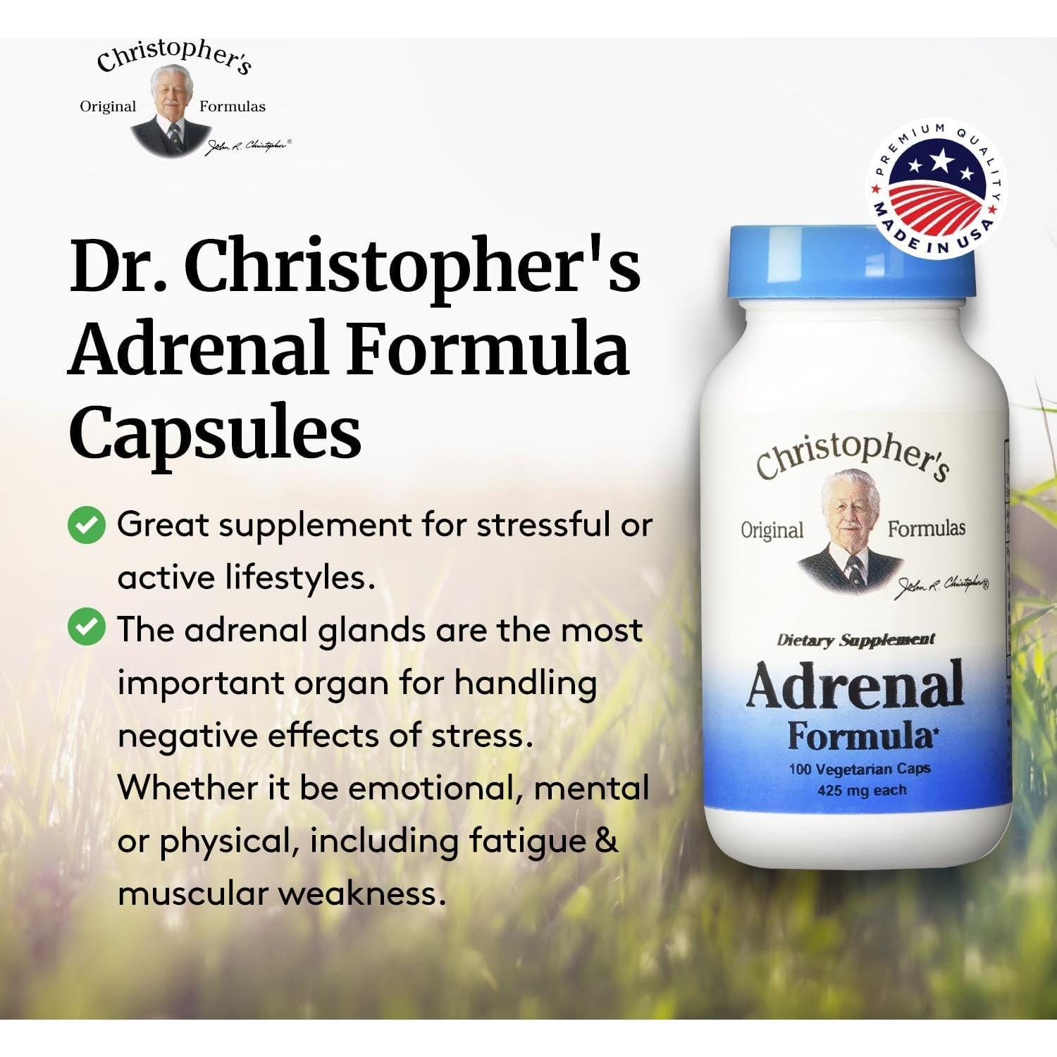 Fórmula Adrenal Christopher - Suplemento Natural 100 Cápsulas