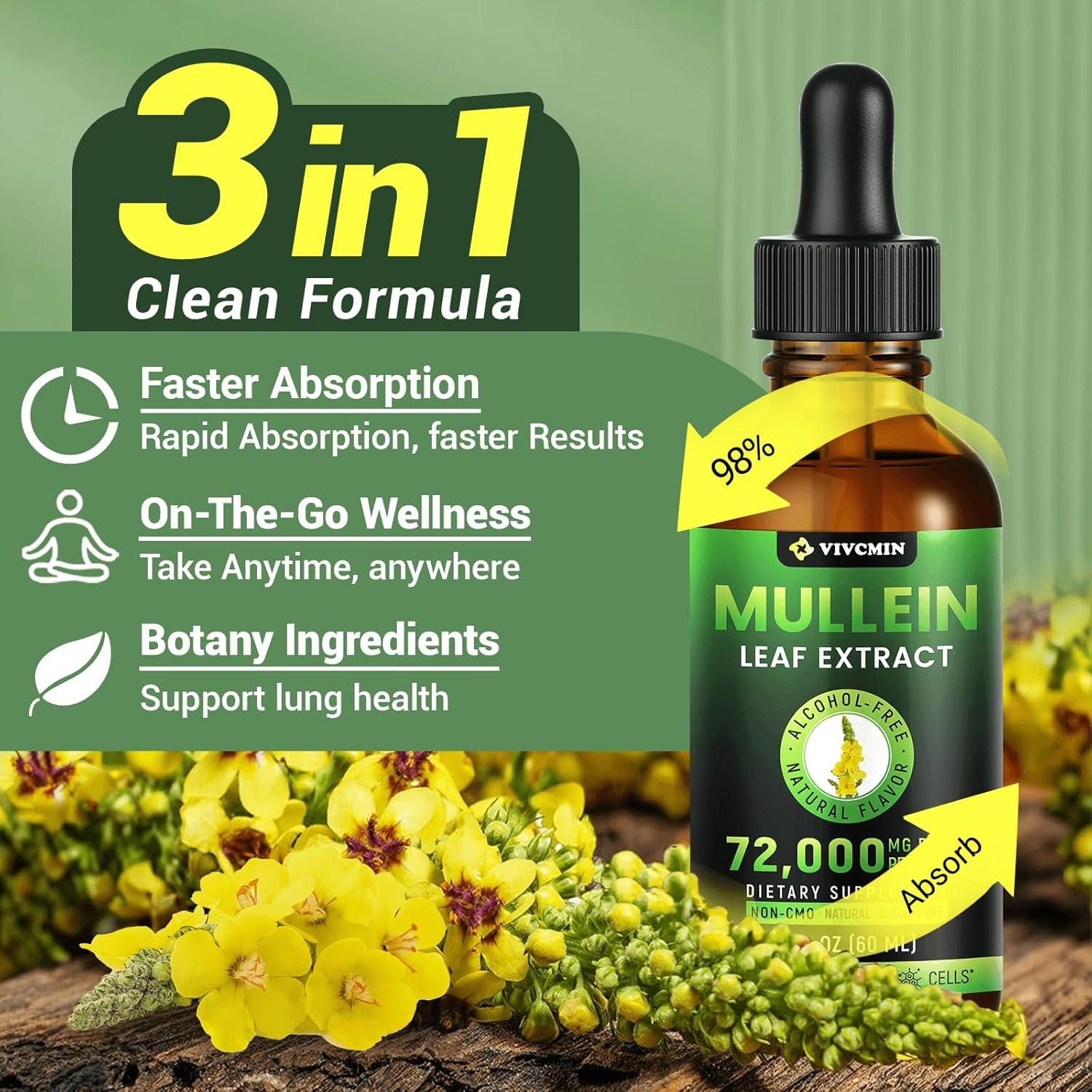 Gotas de Mullein vivcmin 60 ml - Suplemento Herbal Respiratorio