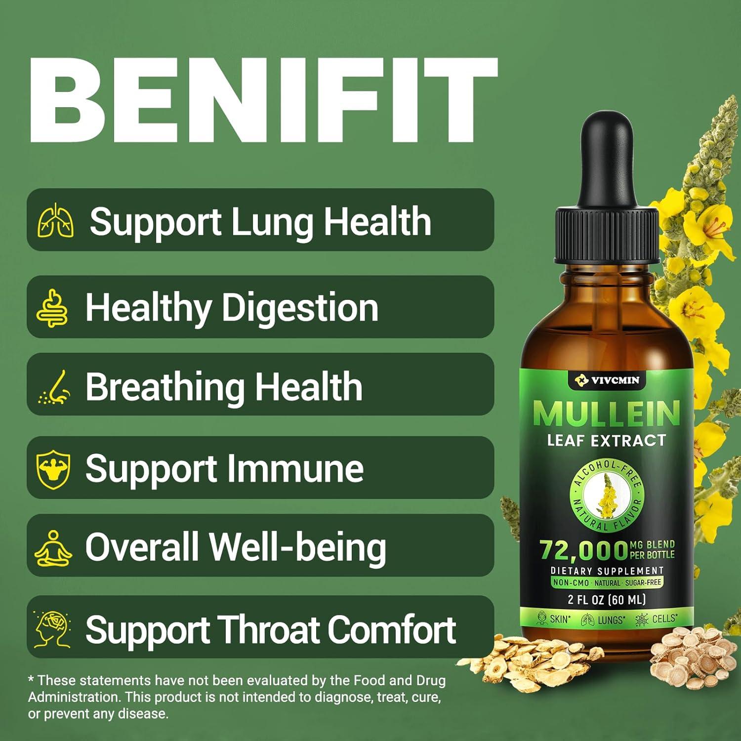 Gotas de Mullein vivcmin 60 ml - Suplemento Herbal Respiratorio