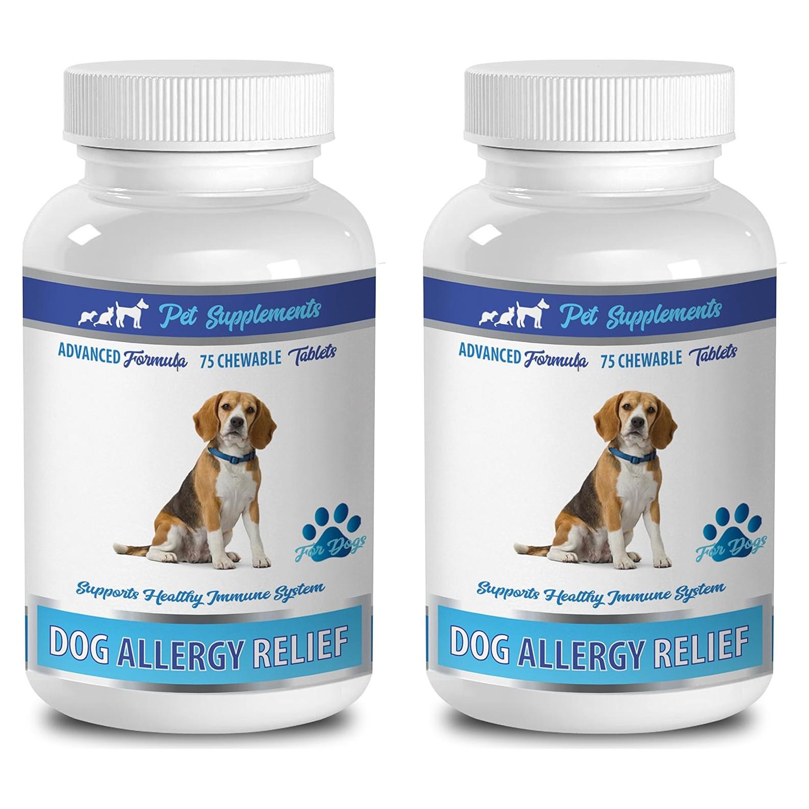 Suplemento Masticable para Alergias en Perros - 2 Botellas de 150 Unidades - Raíz de Regaliz y Más