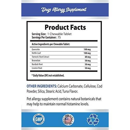 Suplemento Masticable para Alergias en Perros - 2 Botellas de 150 Unidades - Raíz de Regaliz y Más