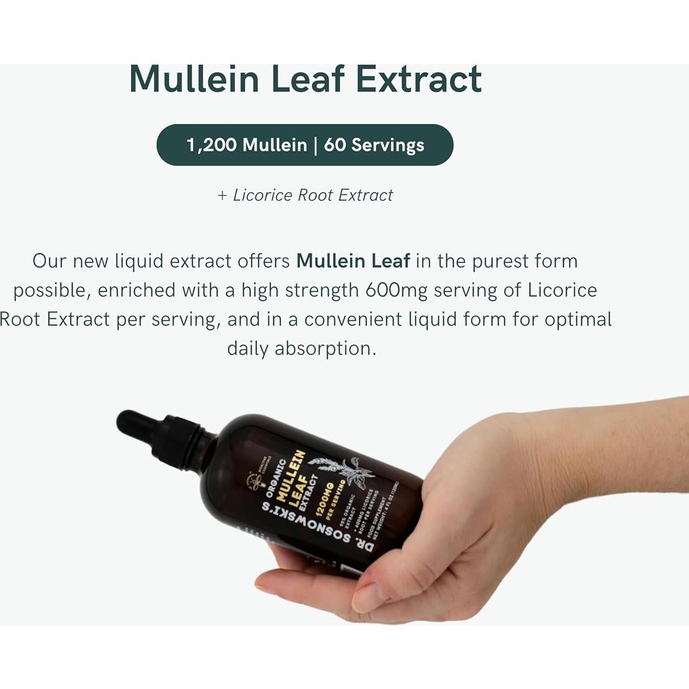 Gotas Bioactivas de Hoja de Mullein Dr. Sosnowski 120ml 1200mg