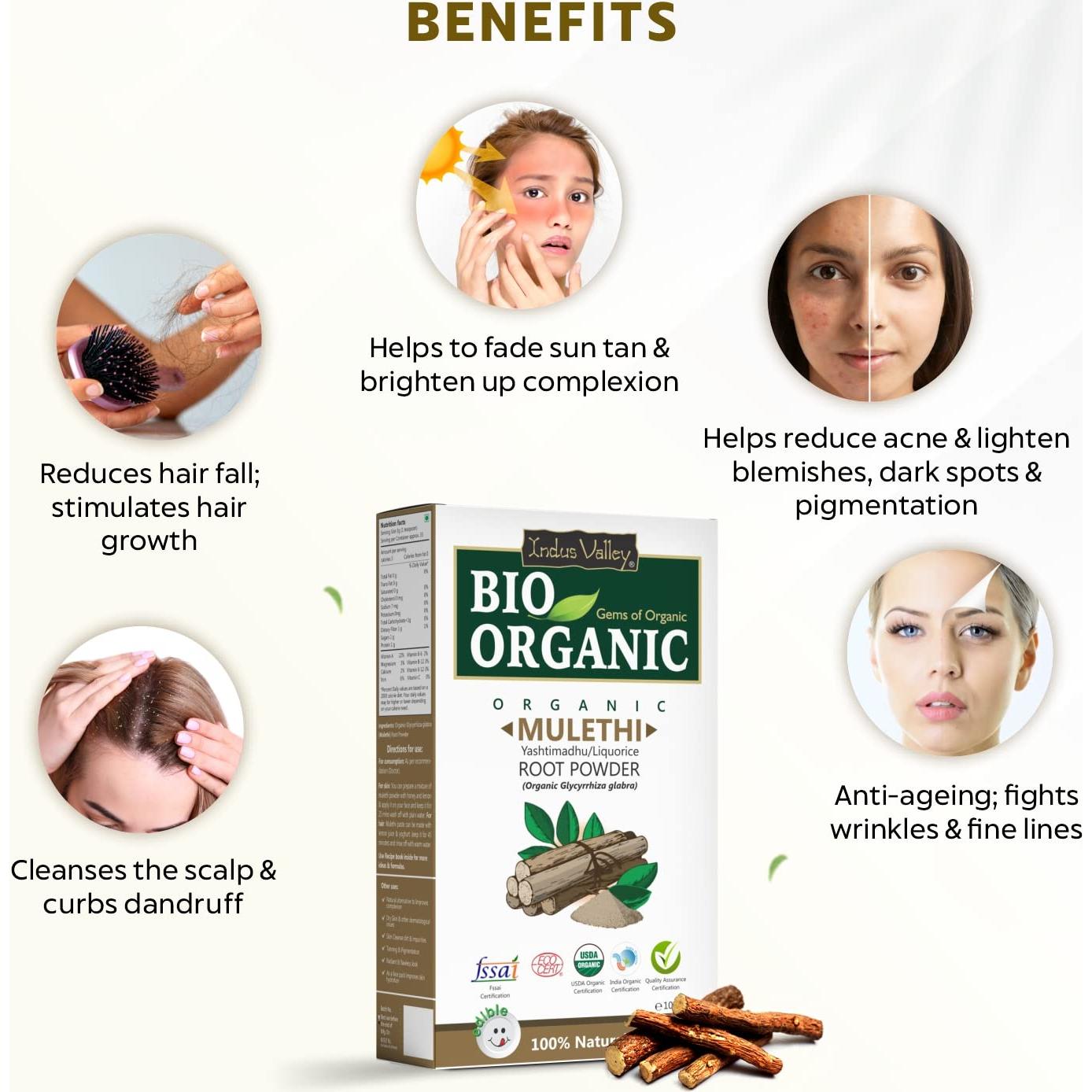 Polvo de Raíz de Regaliz Orgánico Indus Valley 100g - Cuidado Piel y Cabello