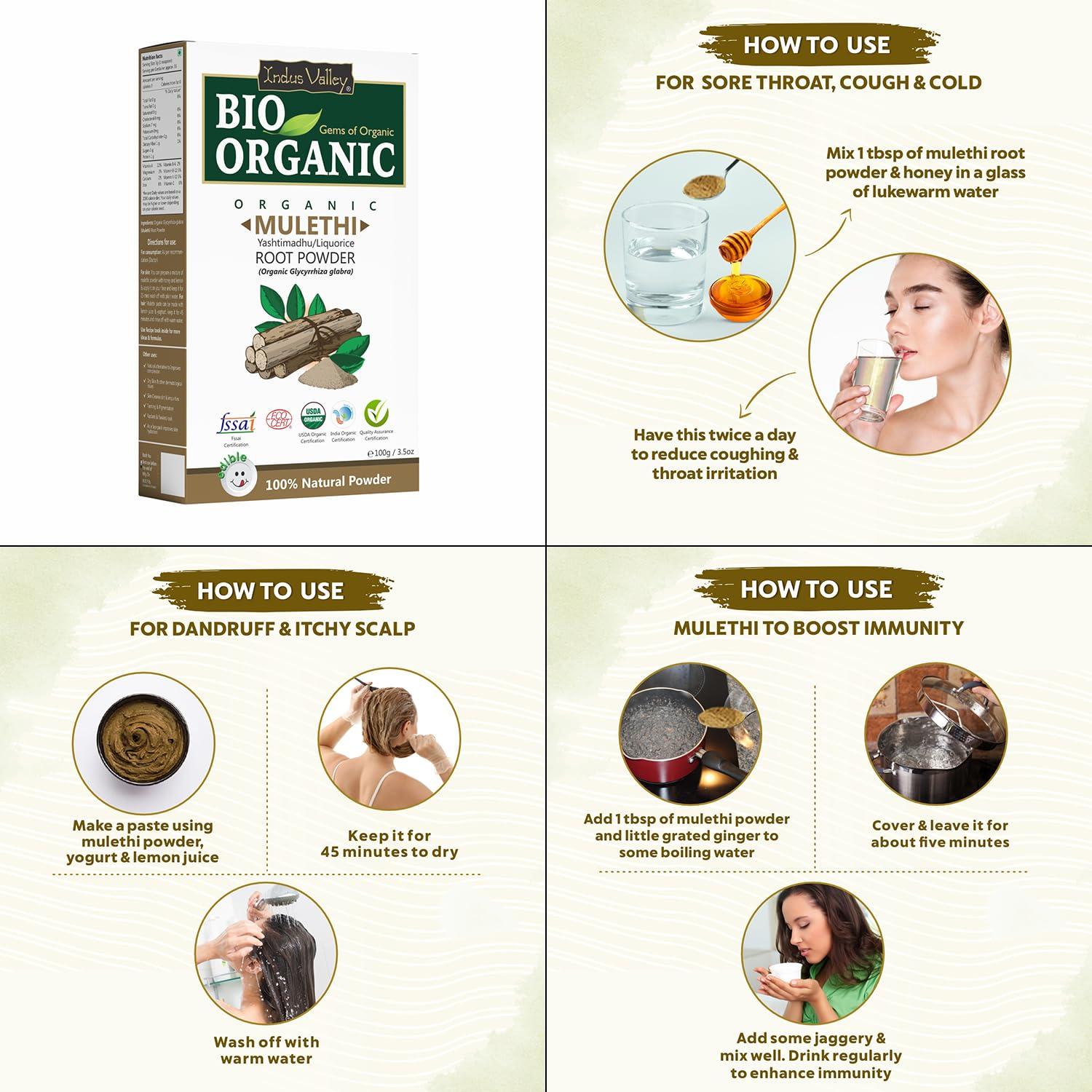 Polvo de Raíz de Regaliz Orgánico Indus Valley 100g - Cuidado Piel y Cabello