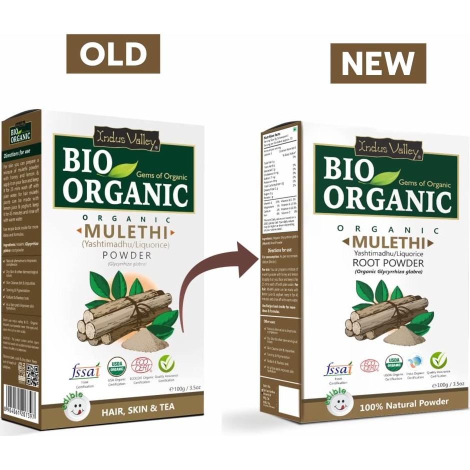 Polvo de Raíz de Regaliz Orgánico Indus Valley 100g - Cuidado Piel y Cabello