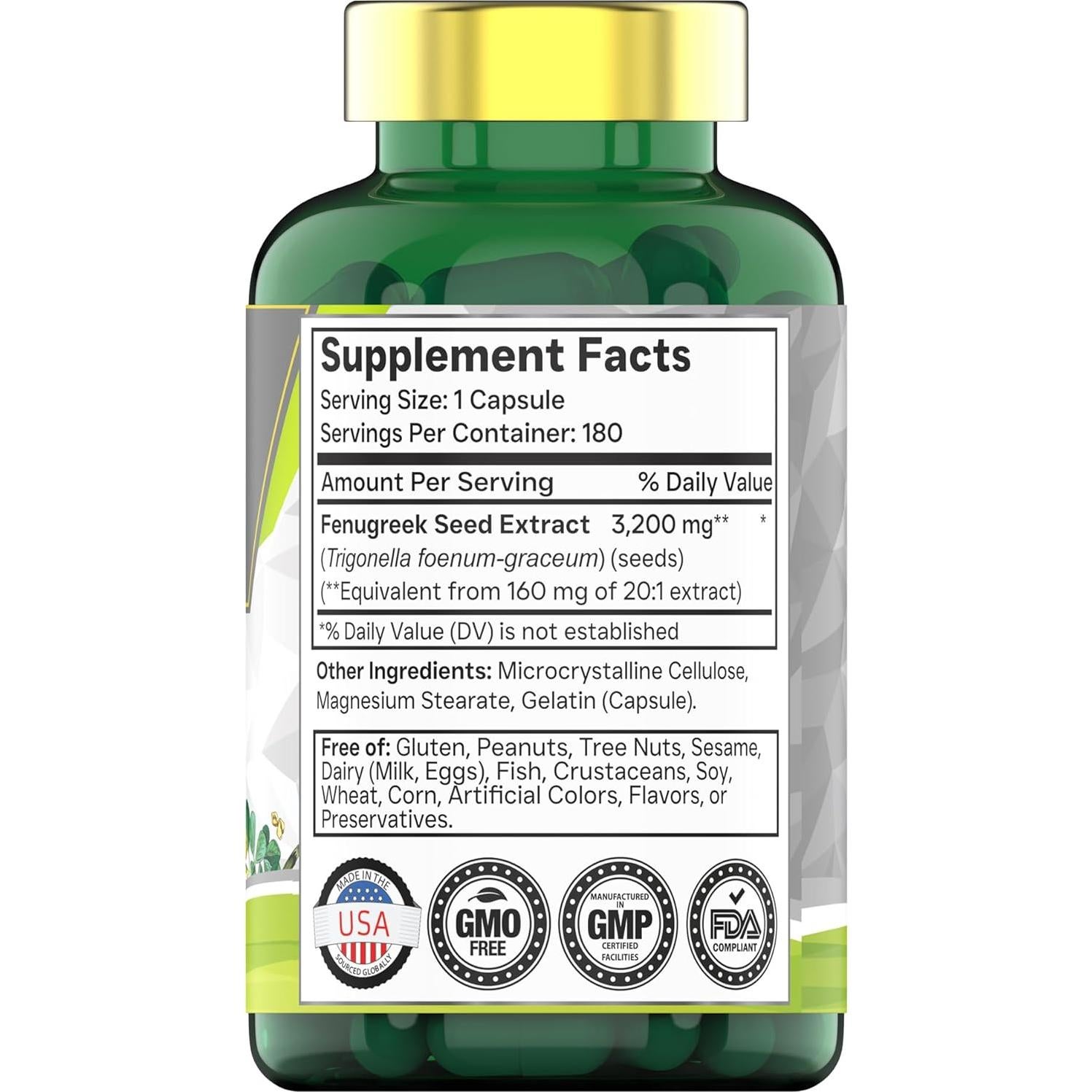 Cápsulas de Fenogreco TNVitamins 3200 mg - 180 Unidades