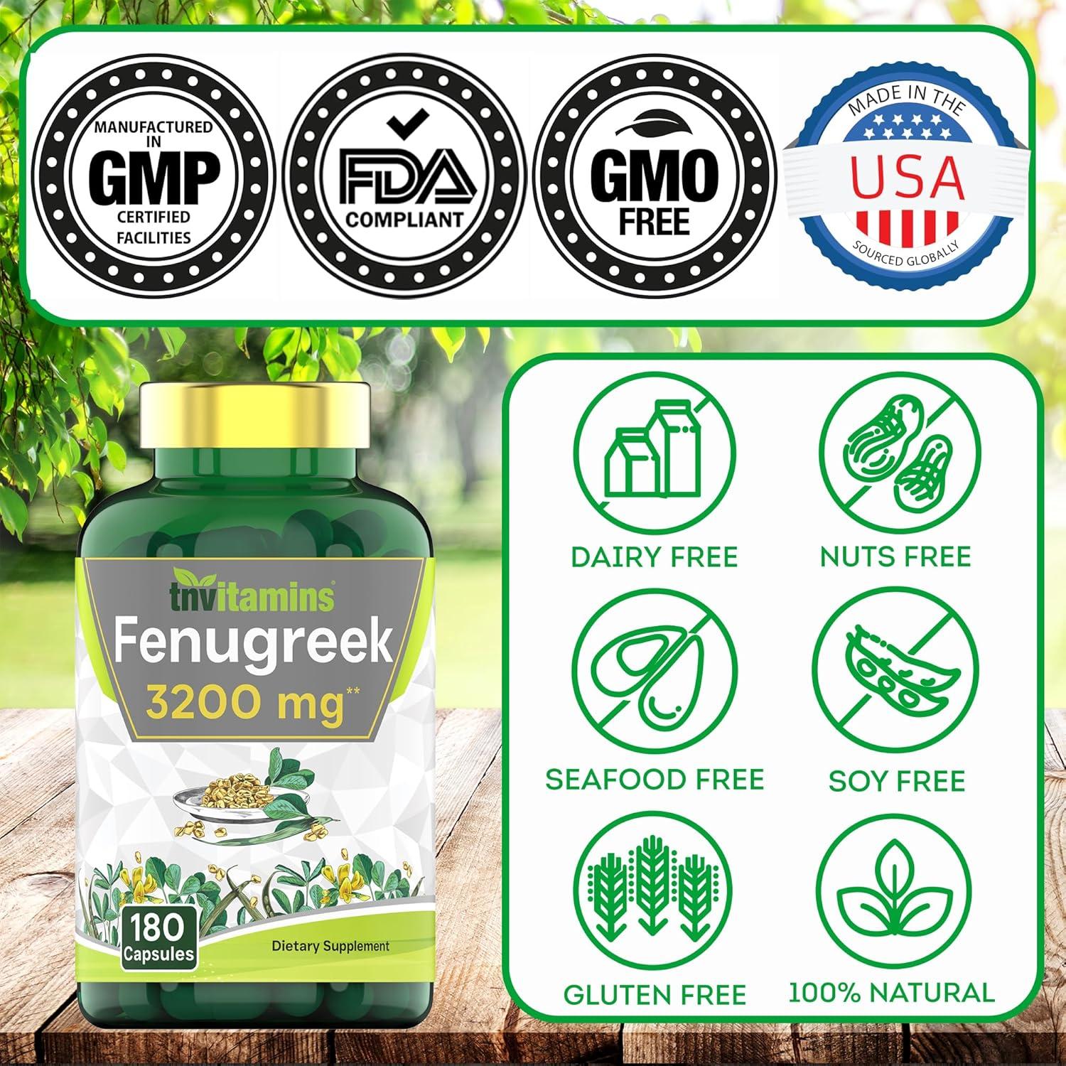 Cápsulas de Fenogreco TNVitamins 3200 mg - 180 Unidades