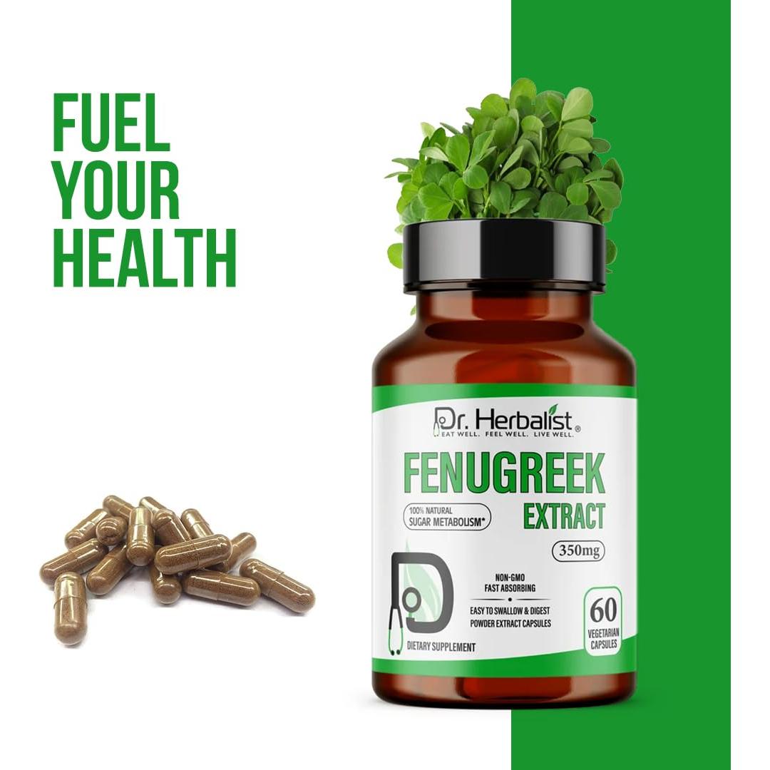 Cápsulas de Fenogreco Dr. Herbalist 350mg - 60 Unidades Veganas