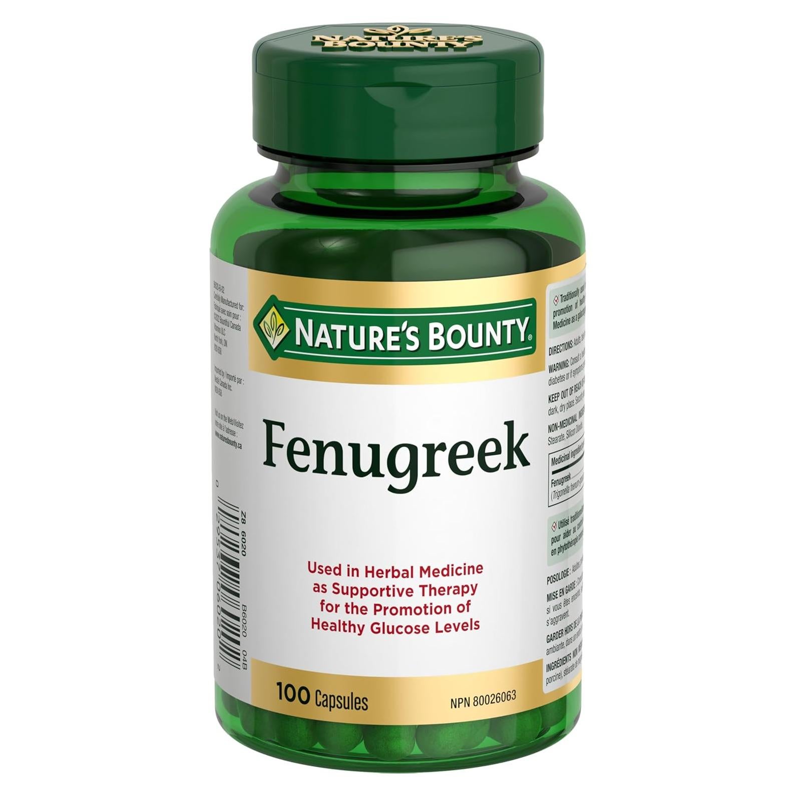 Fenogreco Nature's Bounty 100 Cápsulas 113g Suplemento Herbal