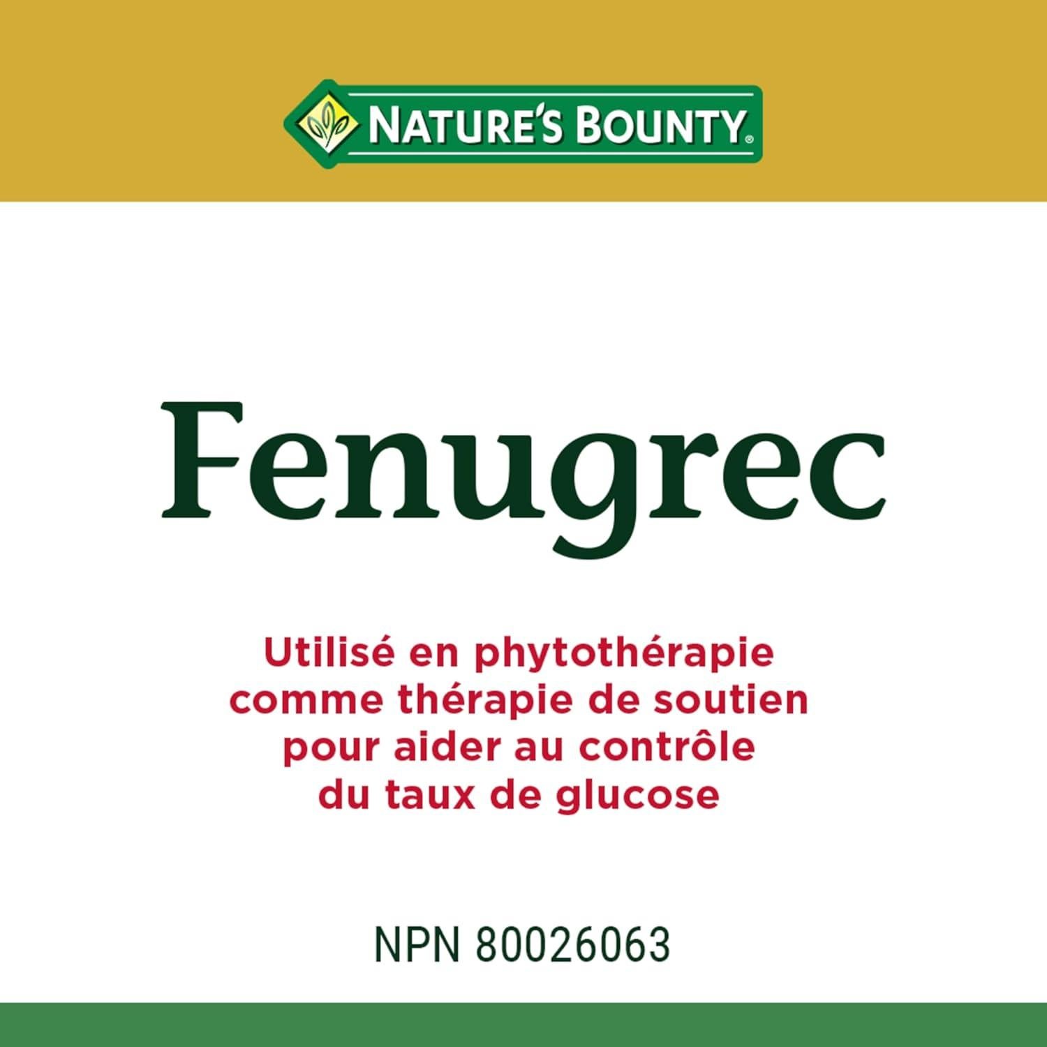Fenogreco Nature's Bounty 100 Cápsulas 113g Suplemento Herbal