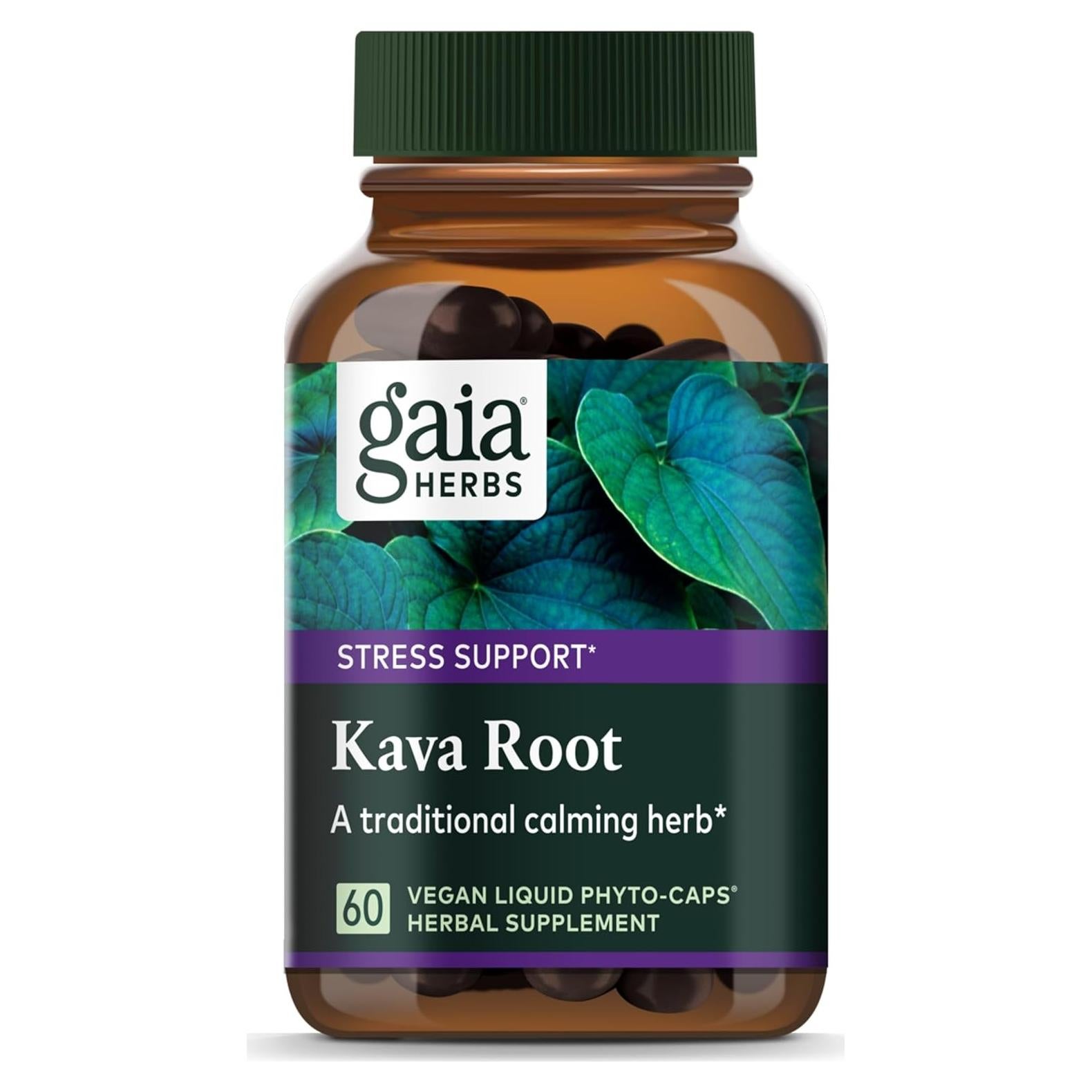 Gaia Herbs Raíz de Kava 60 Cápsulas Veganas - Relajación Natural