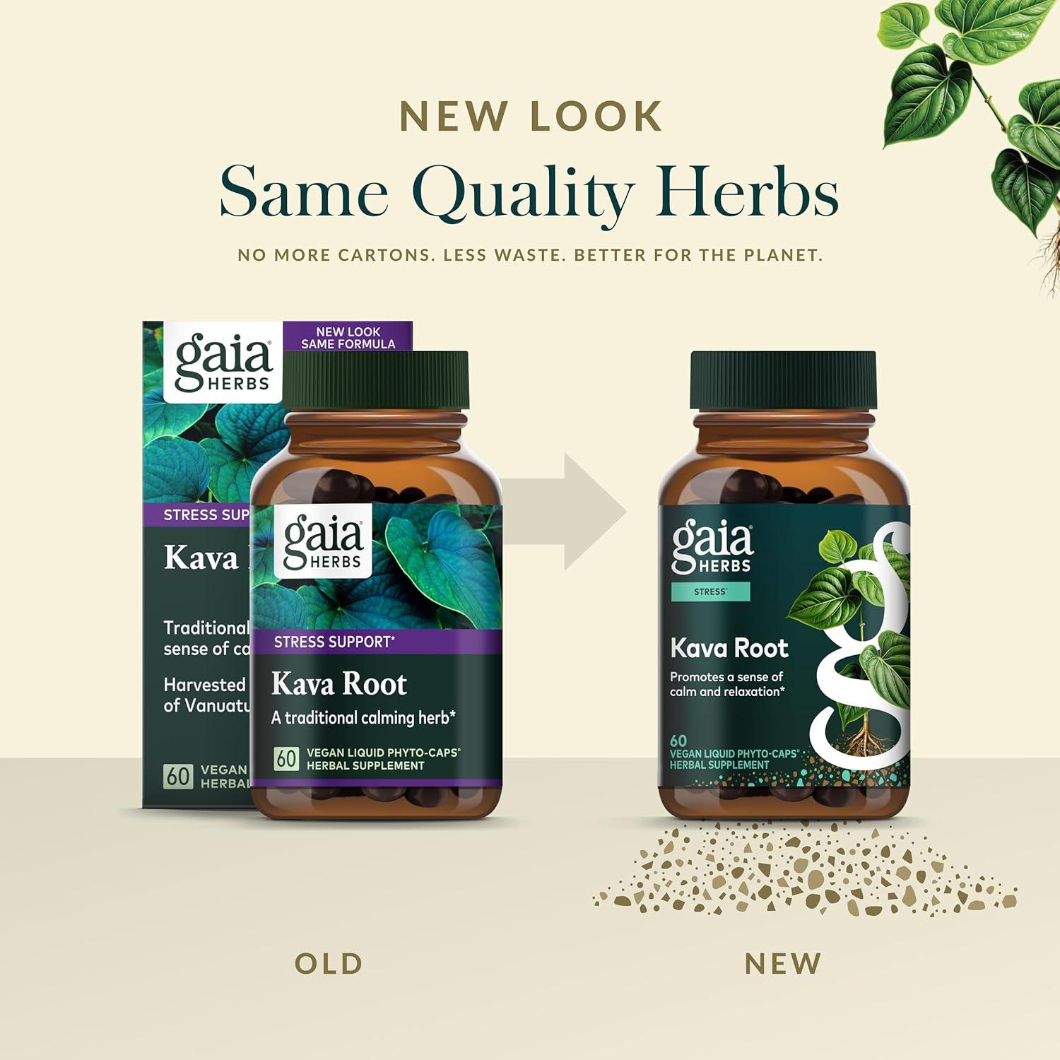 Gaia Herbs Raíz de Kava 60 Cápsulas Veganas - Relajación Natural
