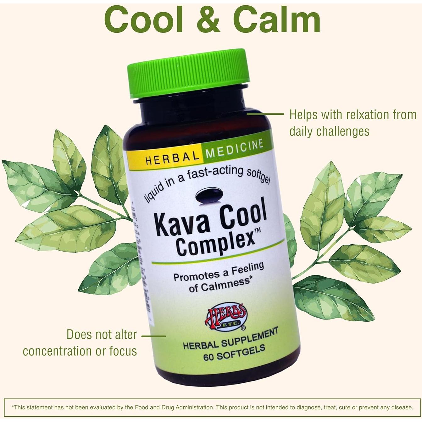 Suplemento Herbal Kava Calm Complex Herbs Etc. 60 Gelatinas