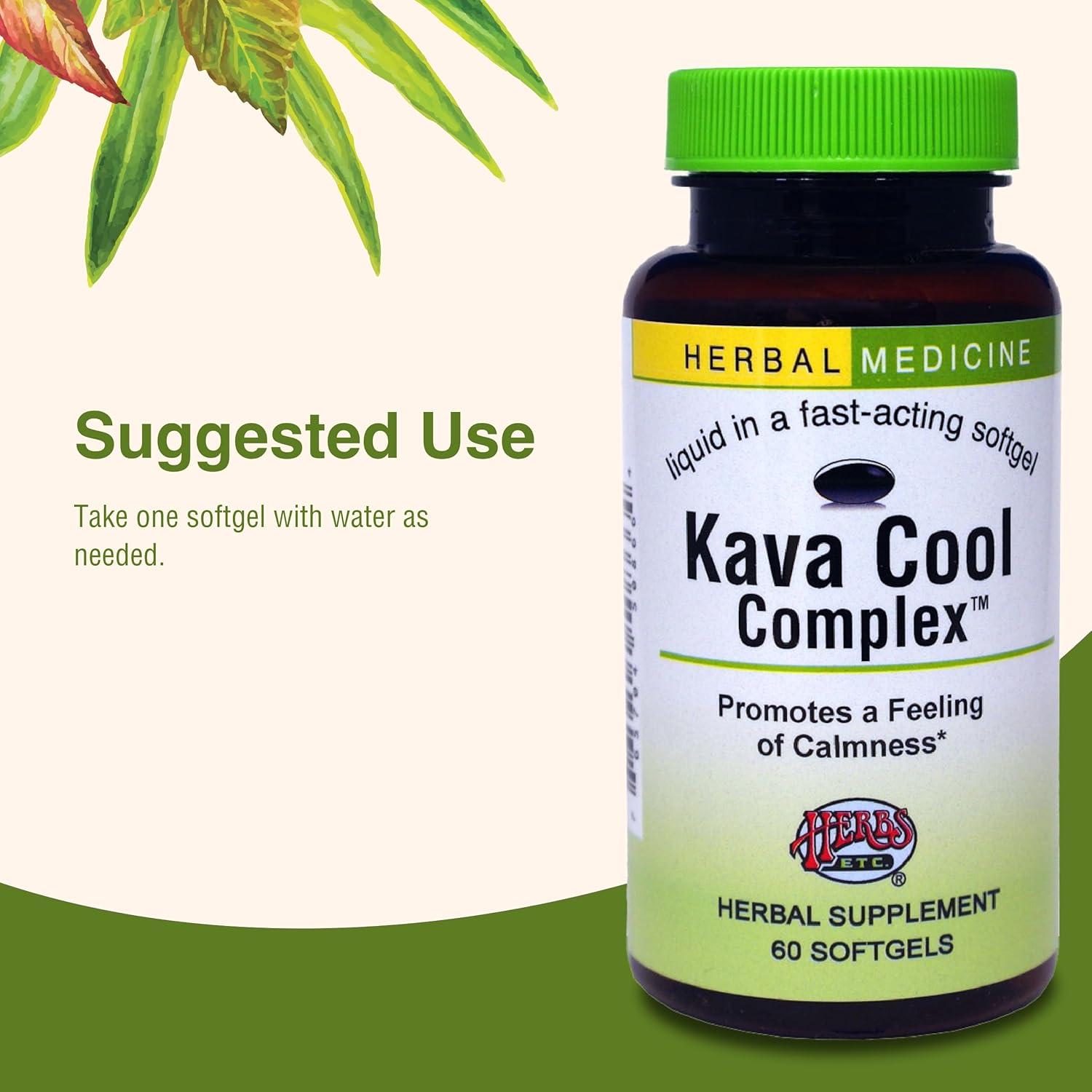 Suplemento Herbal Kava Calm Complex Herbs Etc. 60 Gelatinas