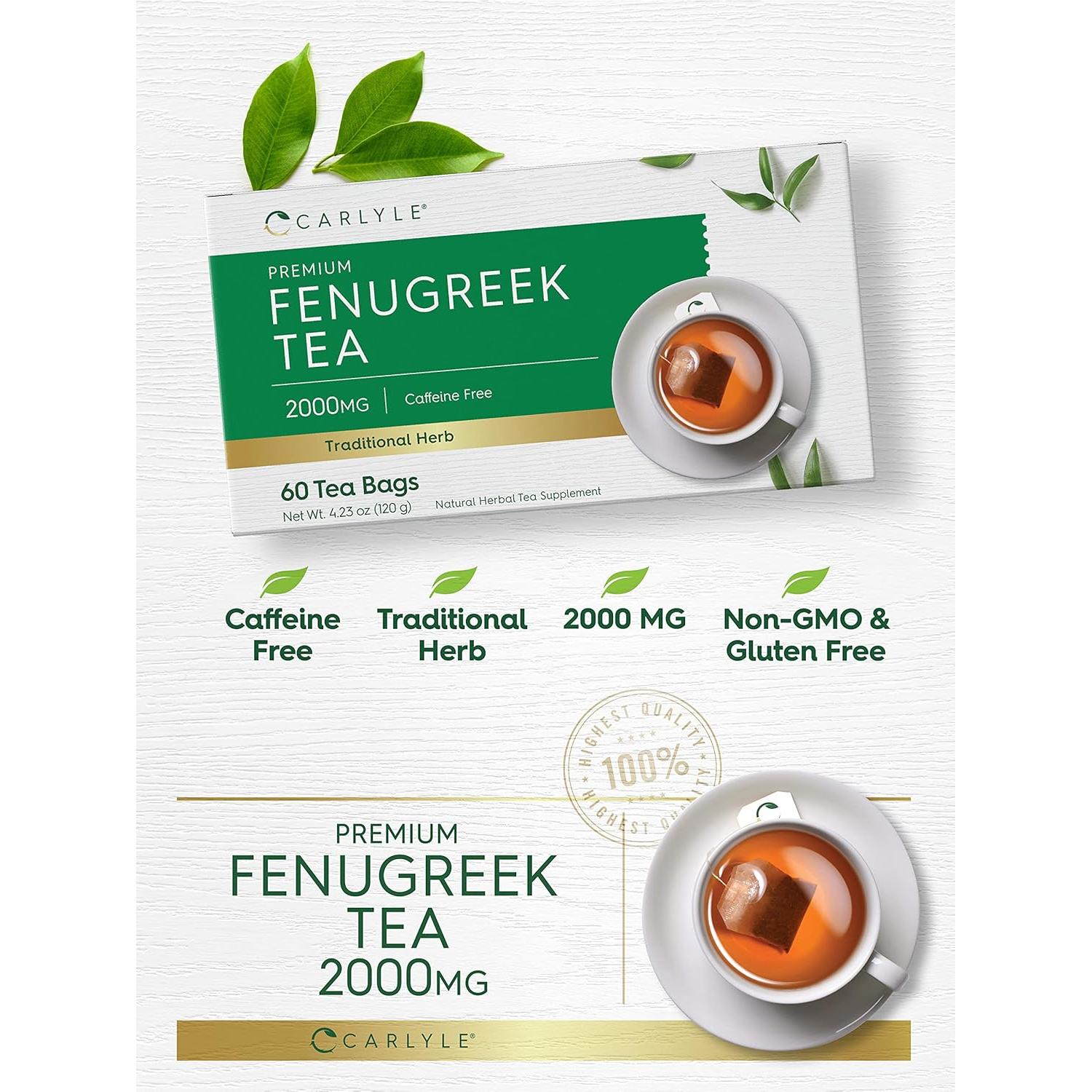 Té de Semilla de Fenogreco Carlyle | 60 Bolsitas | Sin Cafeína