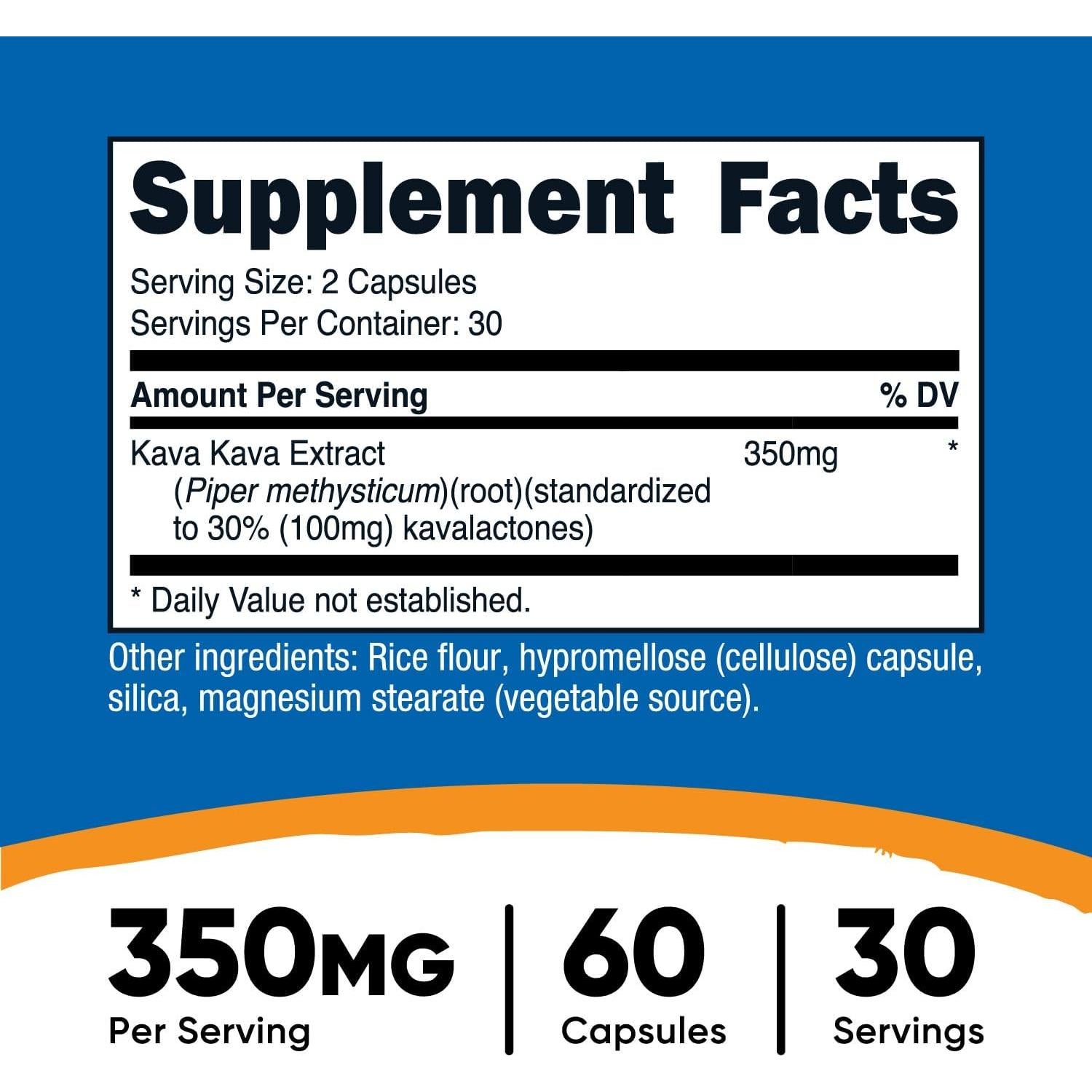 Cápsulas de Kava Kava Nutricost 350 mg 60 Unidades Veganas