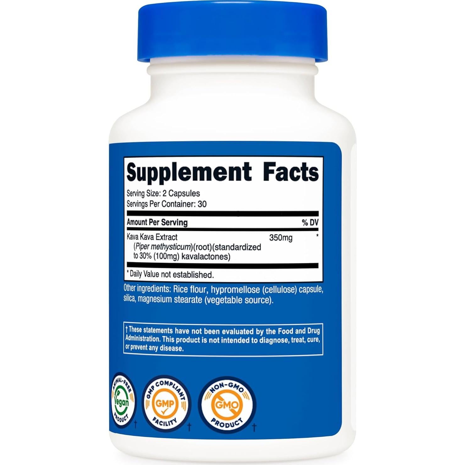 Cápsulas de Kava Kava Nutricost 350 mg 60 Unidades Veganas