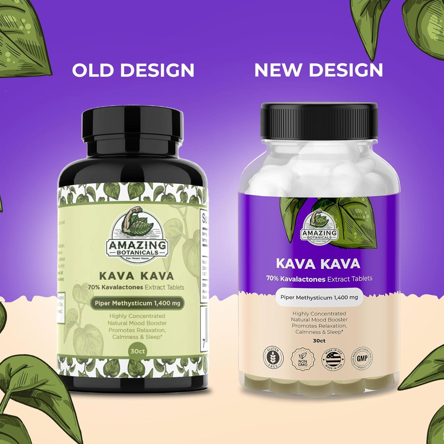 Tabletas de Kava Kava Alta Potencia 1400mg Amazing Botanicals