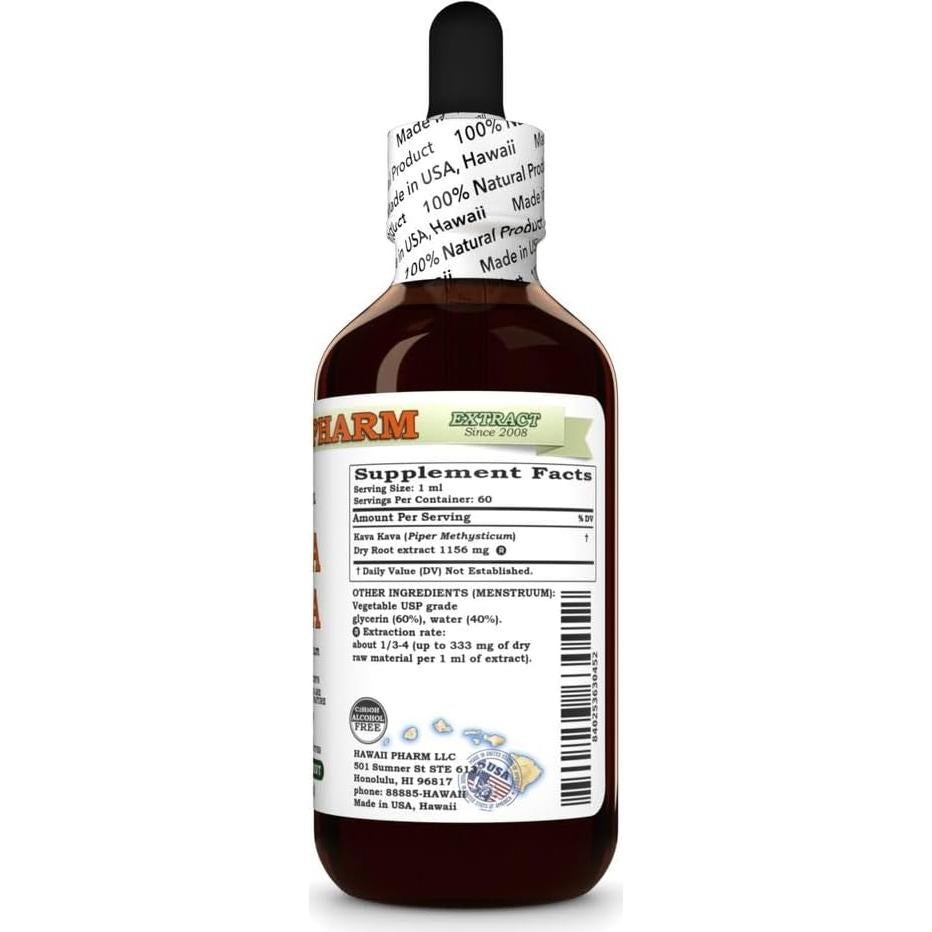 Extracto Líquido de Kava Kava Sin Alcohol Hawaii Pharm 59 ml
