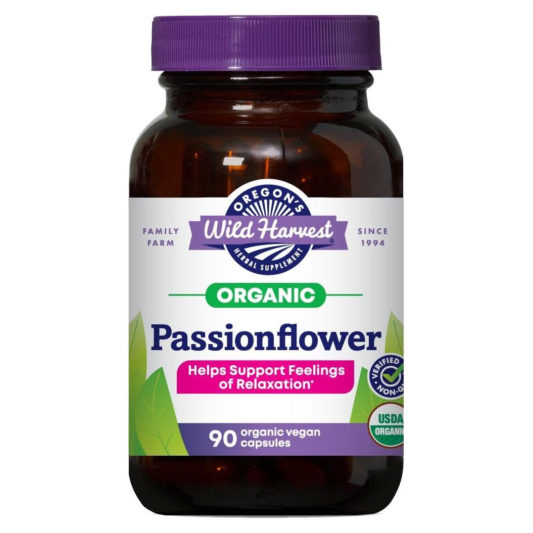 Cápsulas Veganas Orgánicas Flor de Pasión Oregon's Wild Harvest 90 Unidades