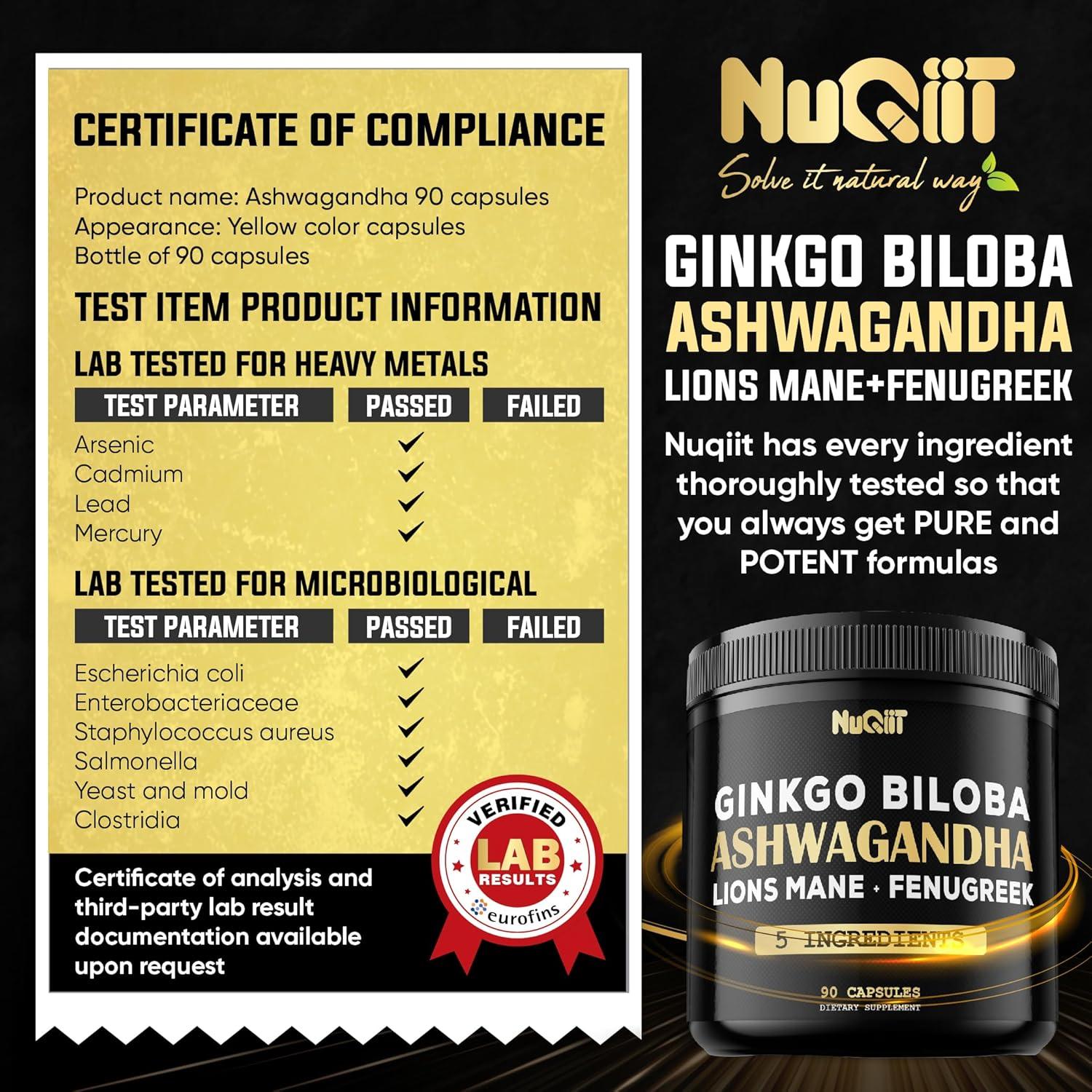 Cápsulas de Ashwagandha 12000mg Nuqiit - 90 Veganas