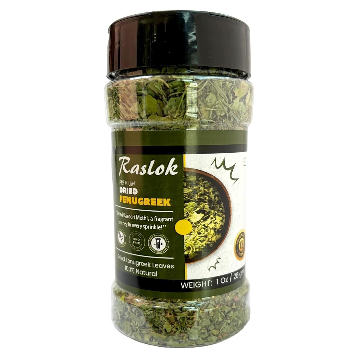 Hojas de Fenogreco Secas Raslok 28g | Especia Gourmet Vegana