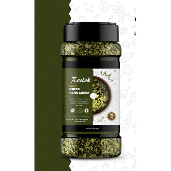 Hojas de Fenogreco Secas Raslok 28g | Especia Gourmet Vegana
