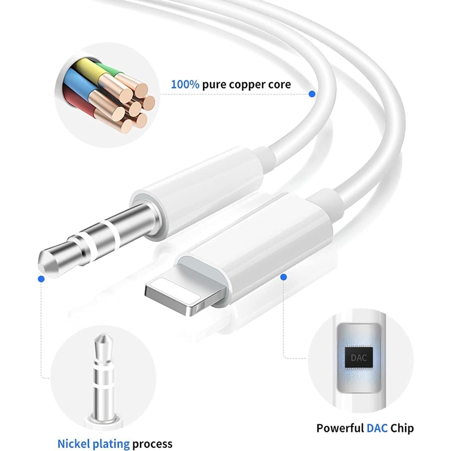 iSkey Cable Aux 3.5mm para iPhone MFi Compatible iOS
