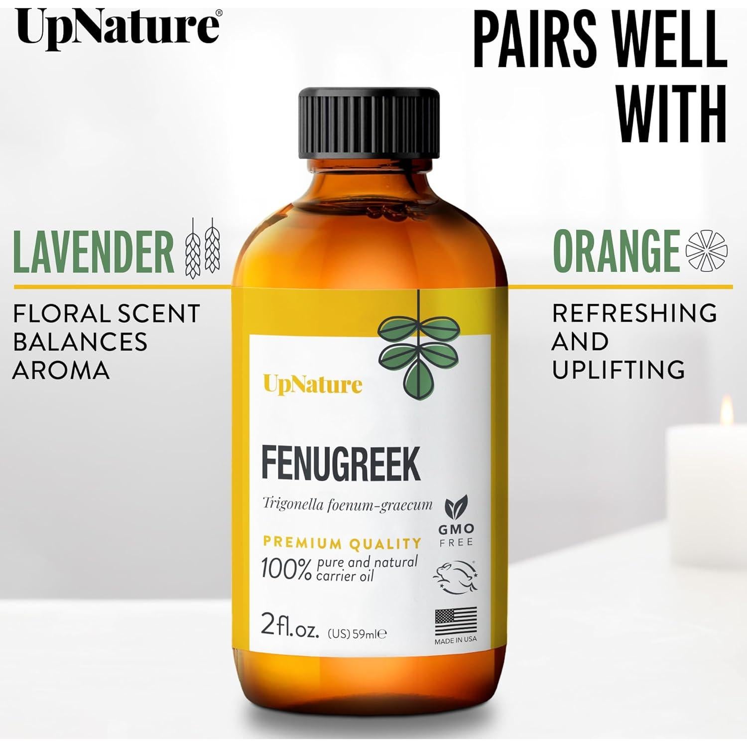 Aceite de Fenogreco UpNature 100% Puro 60ml - Natural y Sin OGM