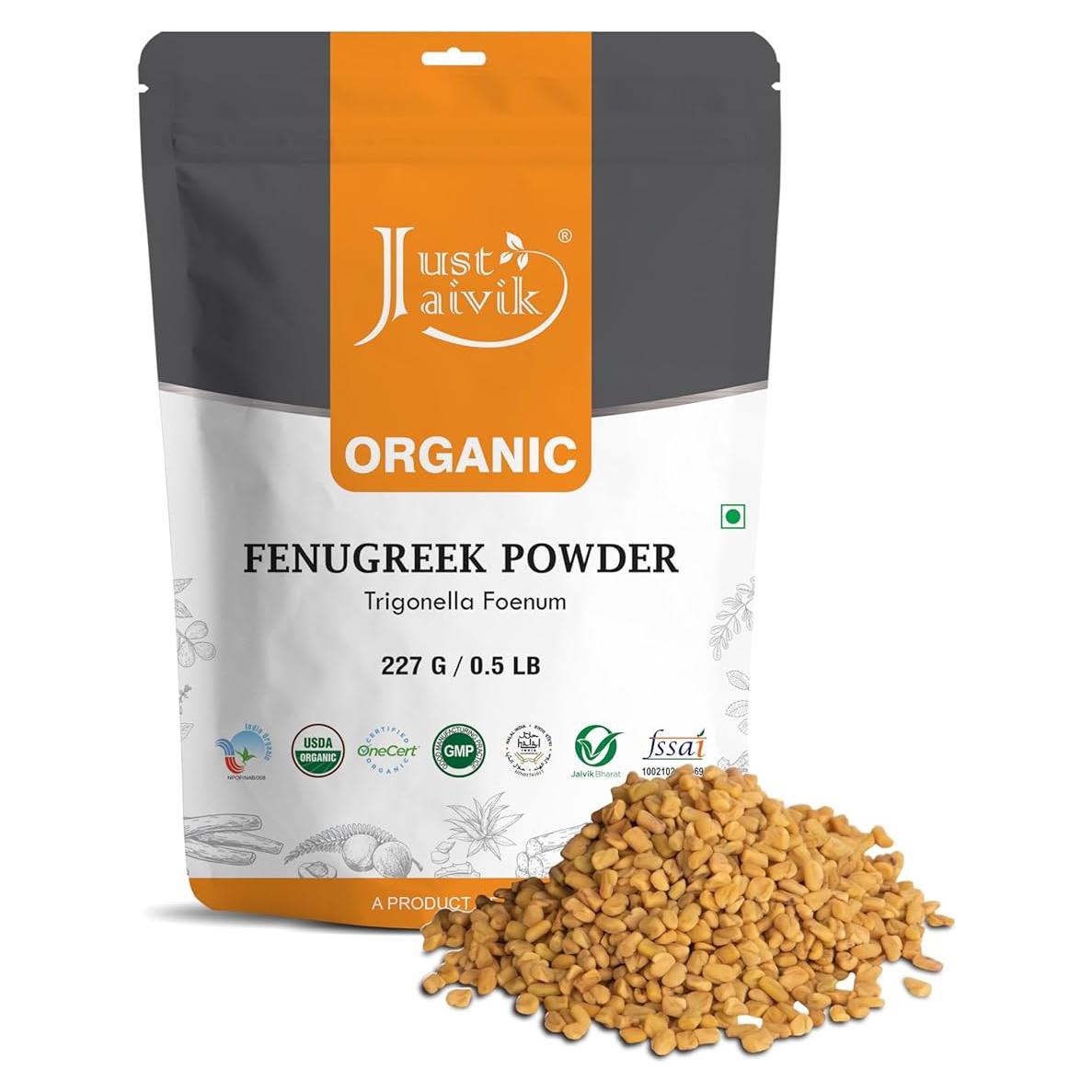 Polvo de Fenogreco Orgánico Just Jaivik 227 g - Digestión y Inmunidad