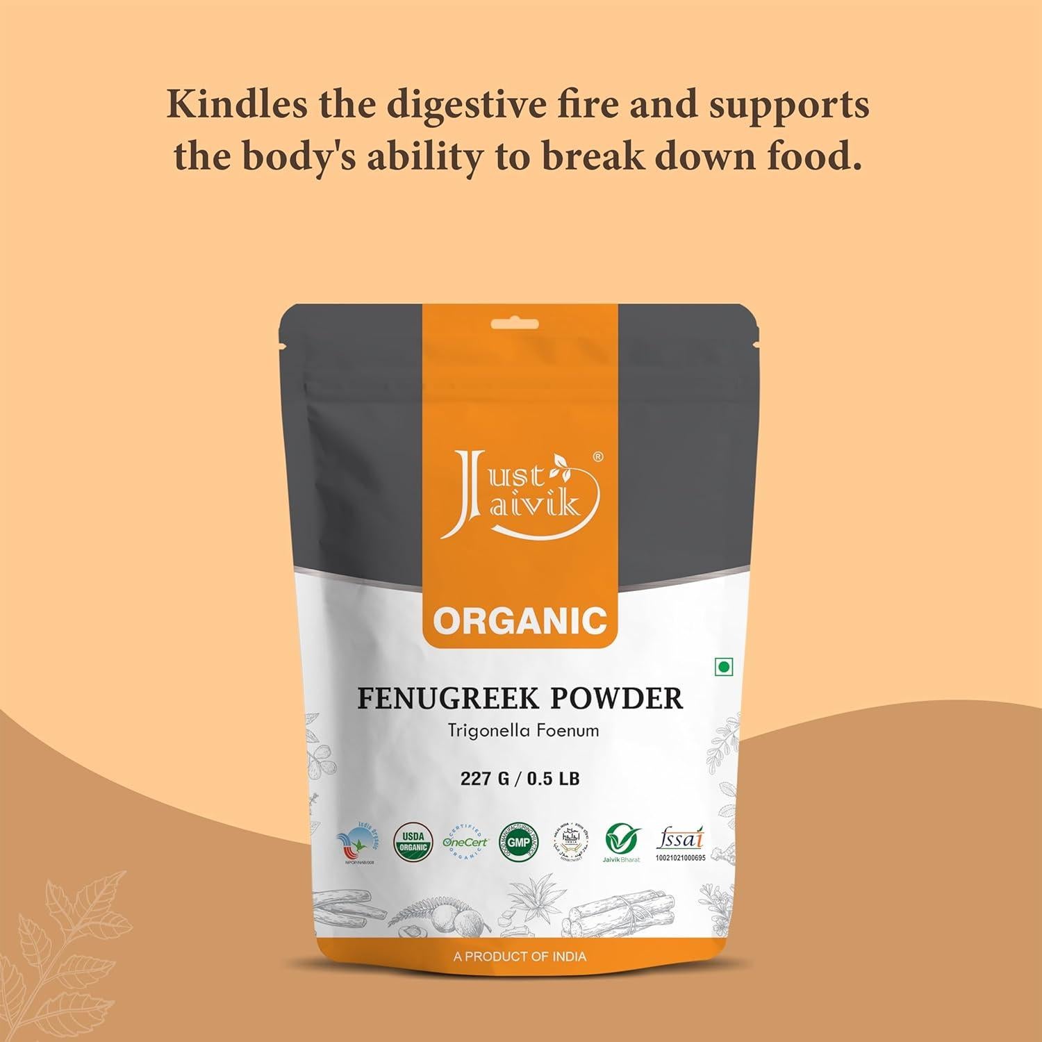 Polvo de Fenogreco Orgánico Just Jaivik 227 g - Digestión y Inmunidad