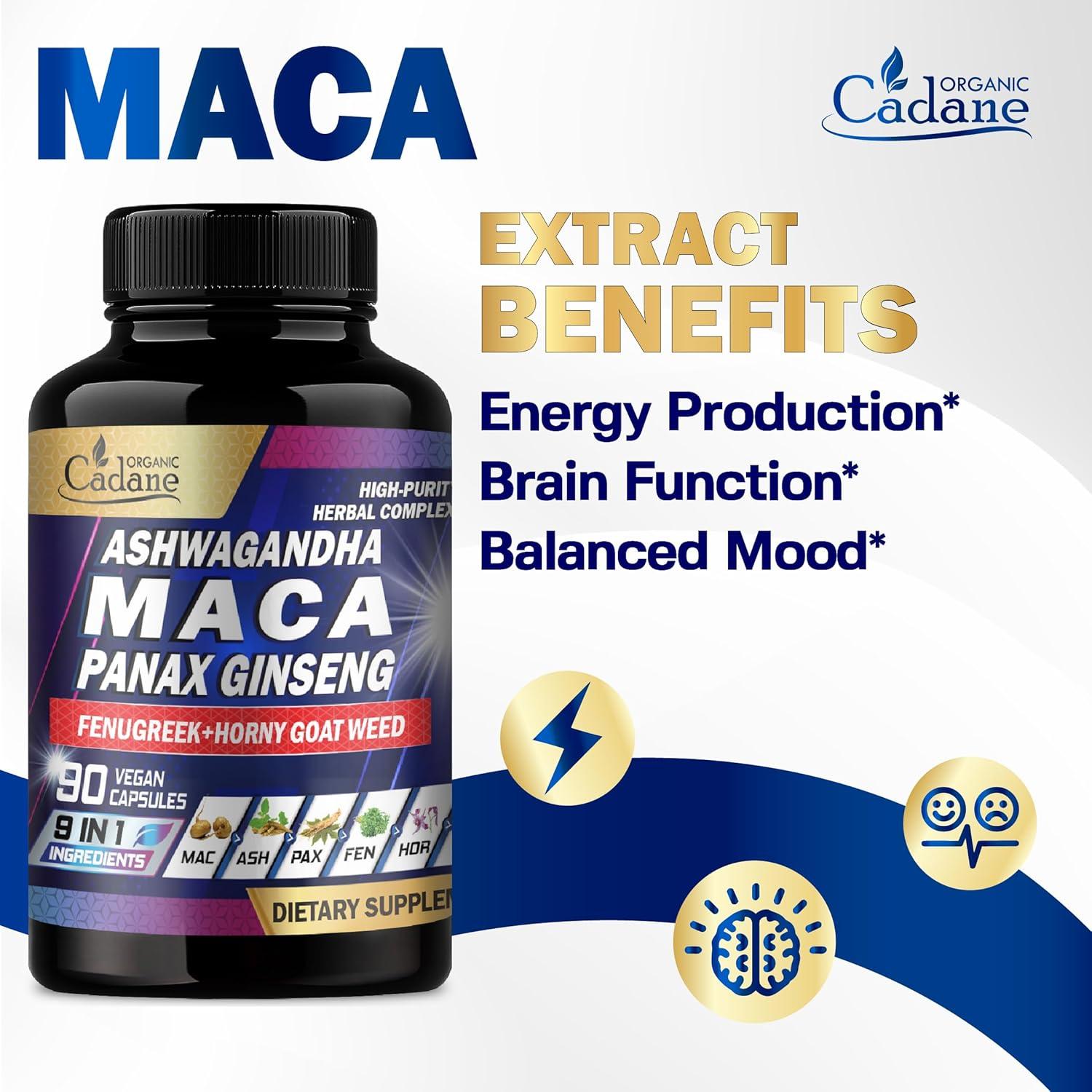 Suplemento de Raíz de Maca Orgánica Cadane - 90 Cápsulas
