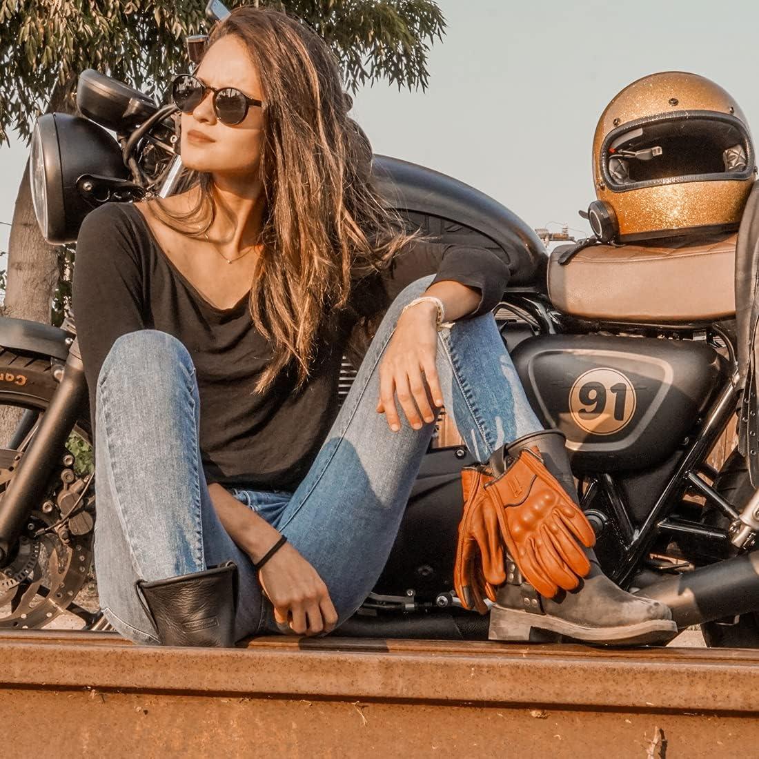 Guantes de Moto para Mujer Harssidanzar GL016 Cuero Táctil