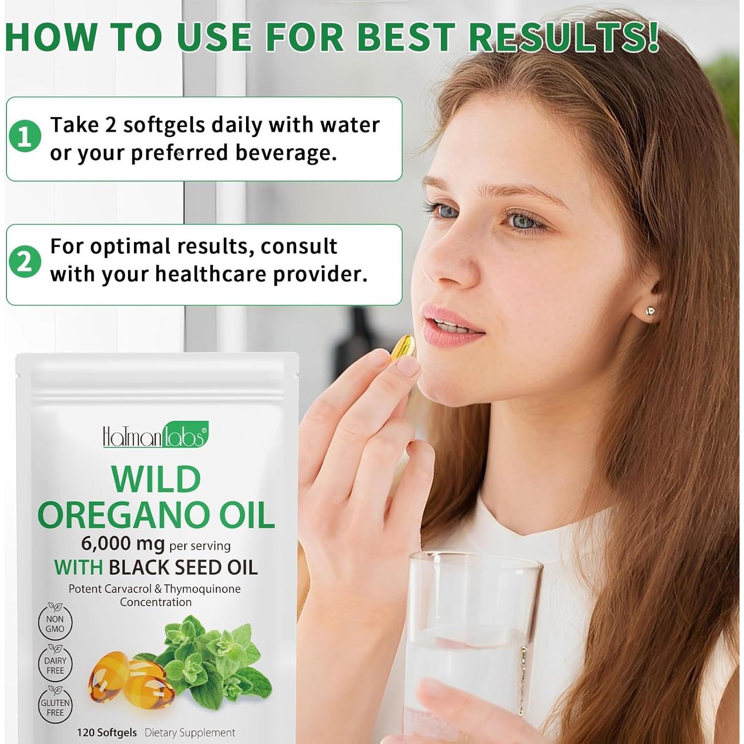 Softgels de Aceite de Orégano Orgánico 120 Cápsulas 6000mg