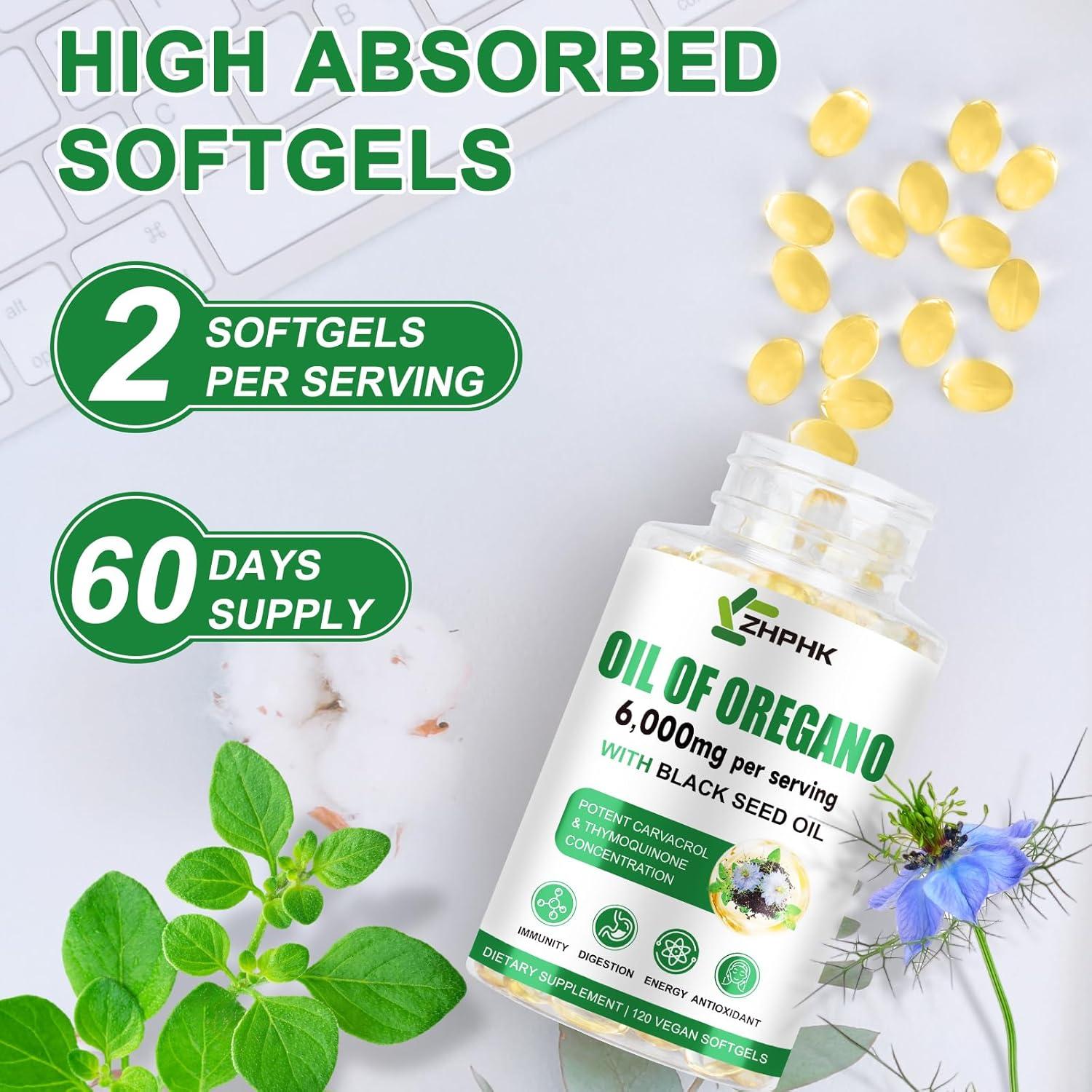Aceite de Orégano Orgánico ZHPHK 6000mg 120 Gelatinas Blandas