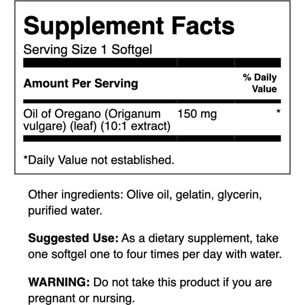 Extracto de Aceite de Orégano Swanson 10:1 120 Gelatinas 150mg