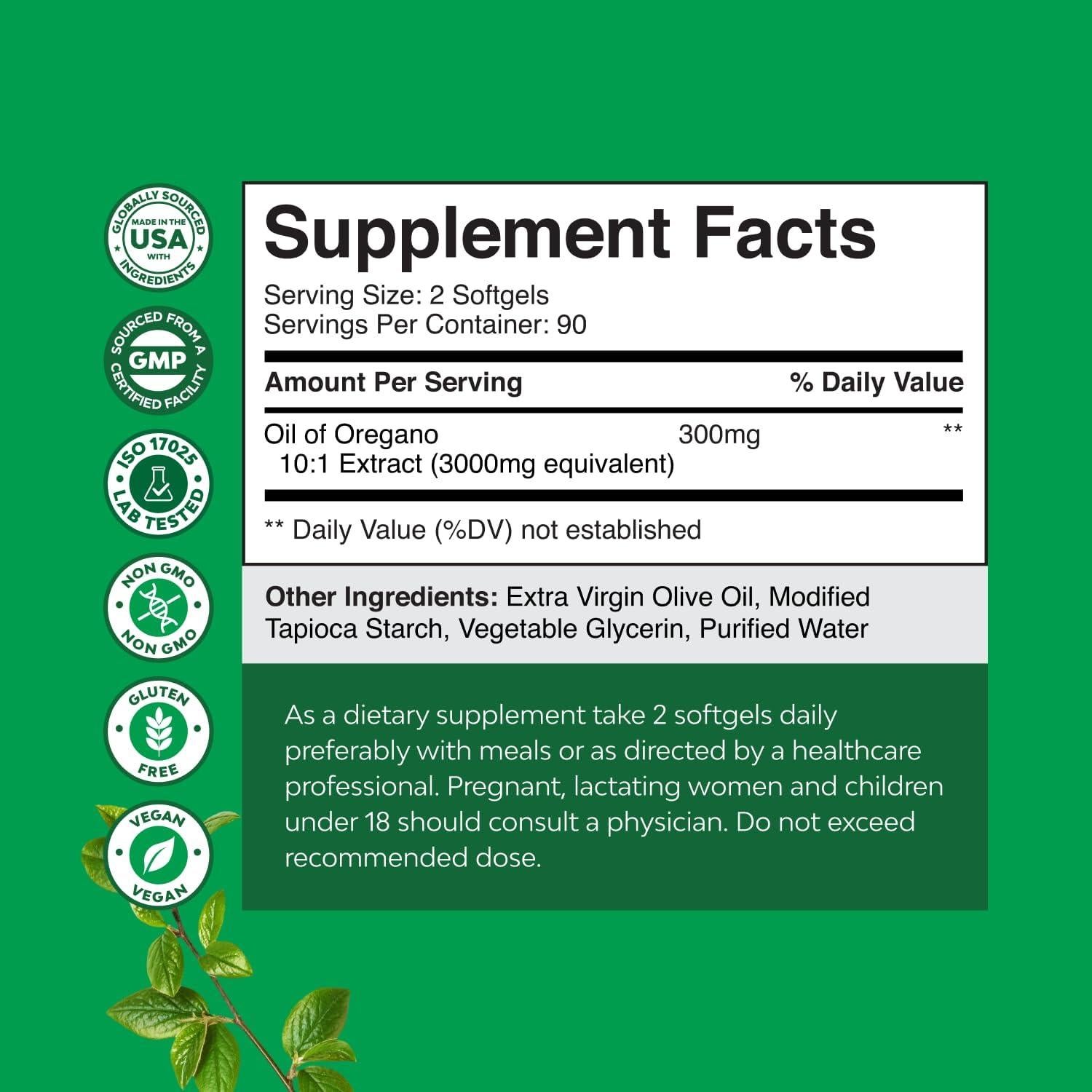 Aceite de Orégano Vegano Nature's Craft 180 Cápsulas 3000mg