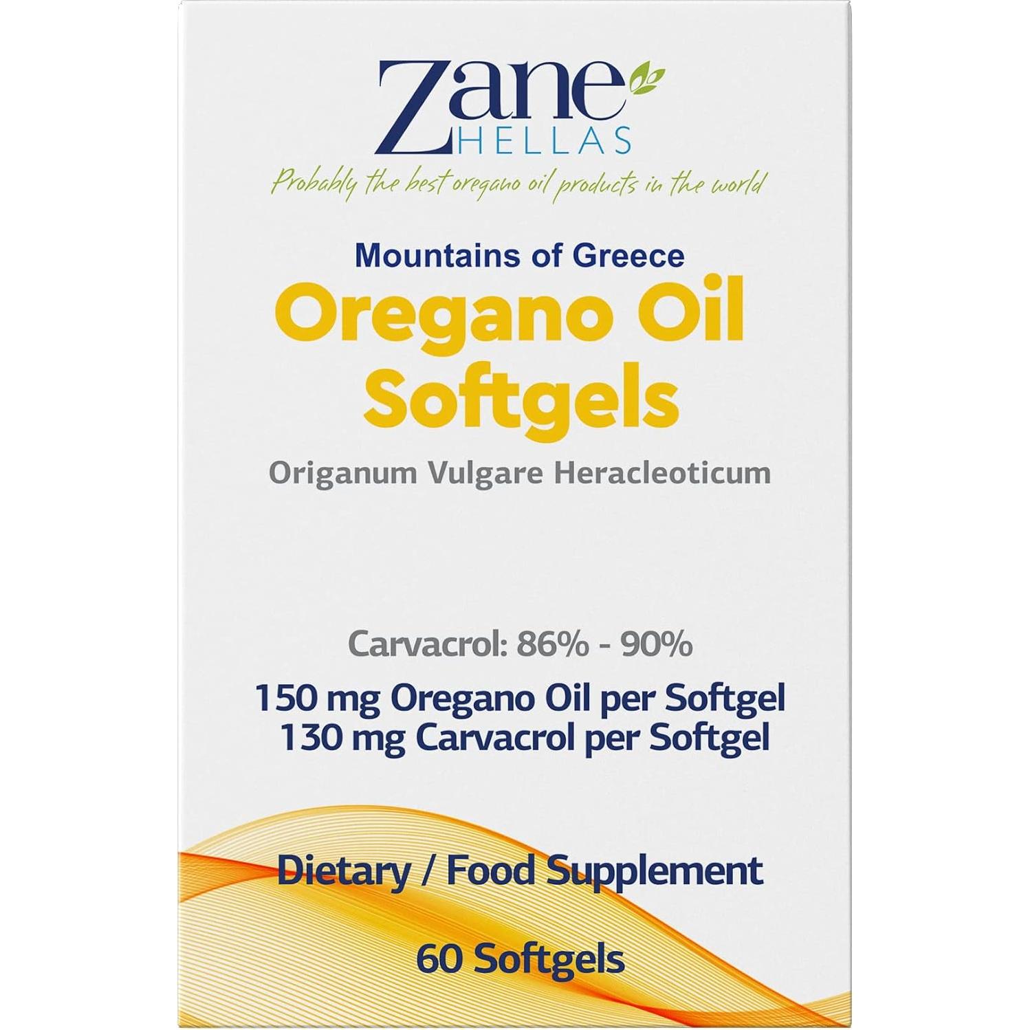 Cápsulas Blandas Aceite de Orégano Zane Hellas 60 Unidades