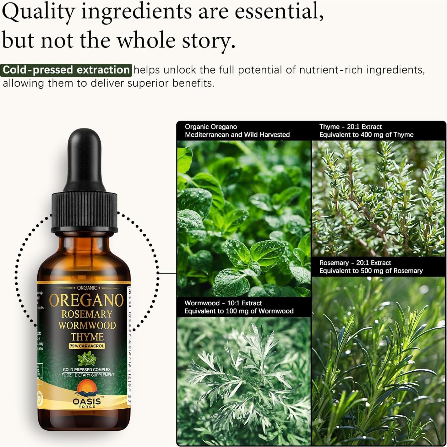 Gotas de Aceite de Orégano Orgánico Oasisforce 29.57 ml